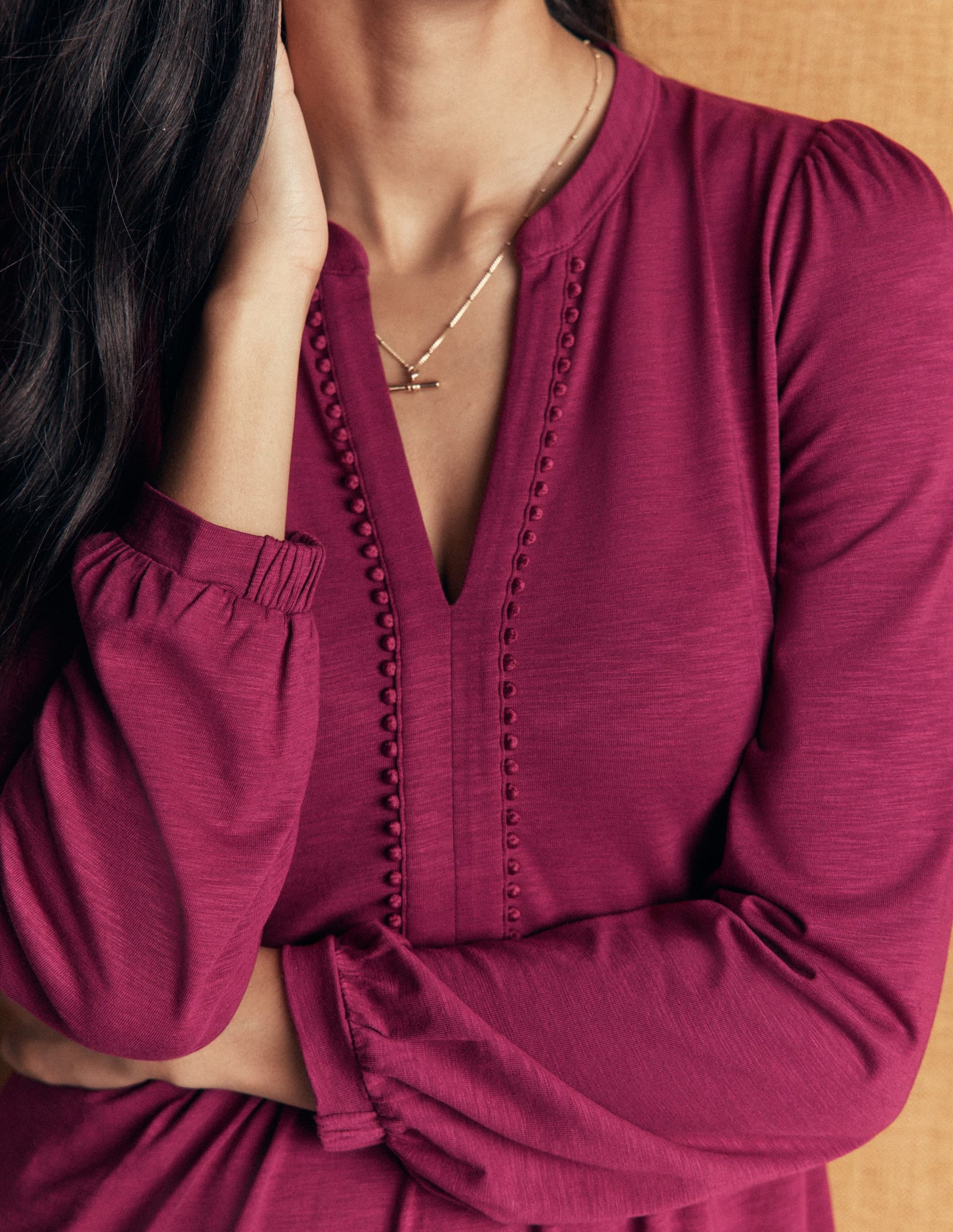 Naomi Relaxed Jersey Dress-Beet Red