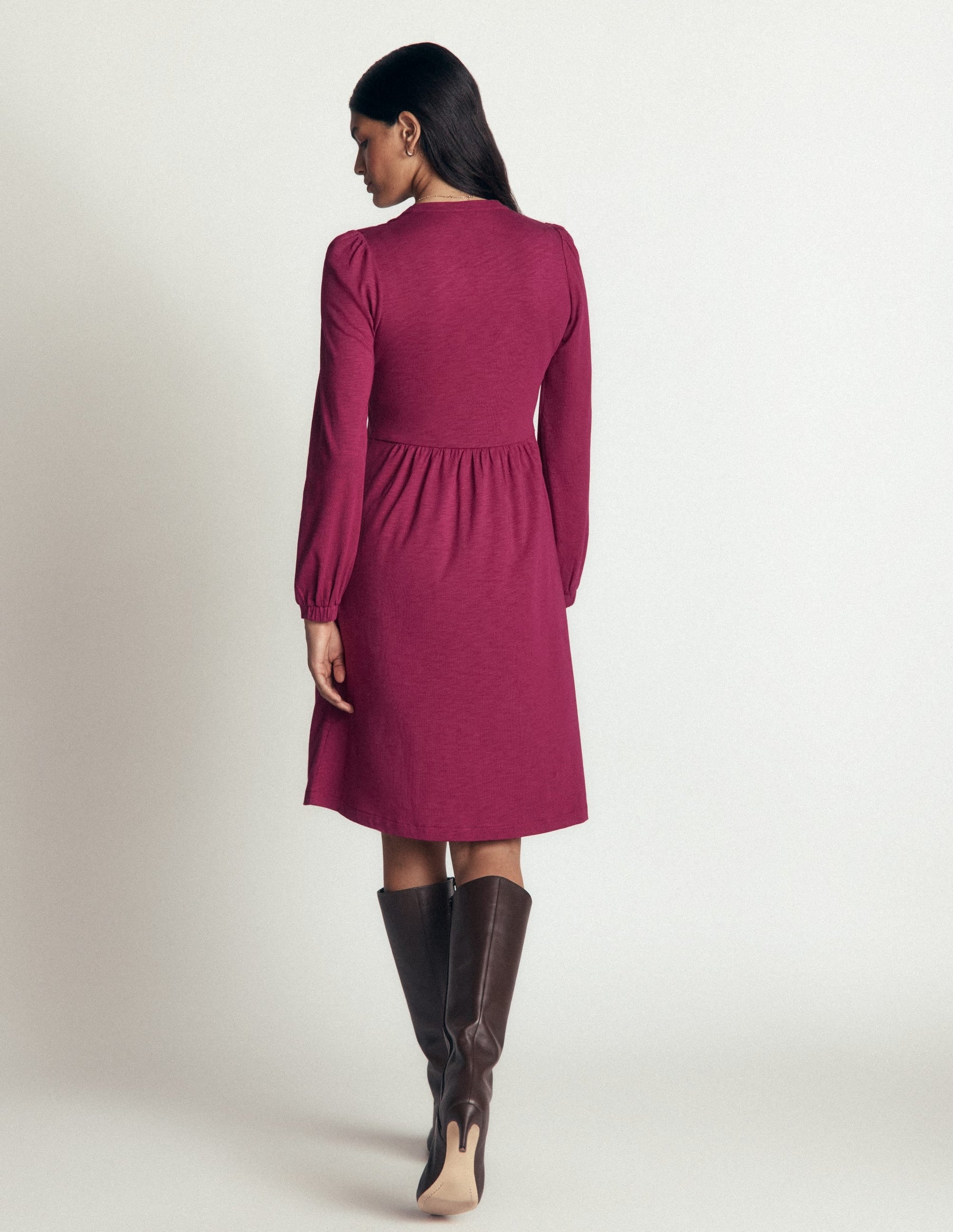 Naomi Relaxed Jersey Dress-Beet Red