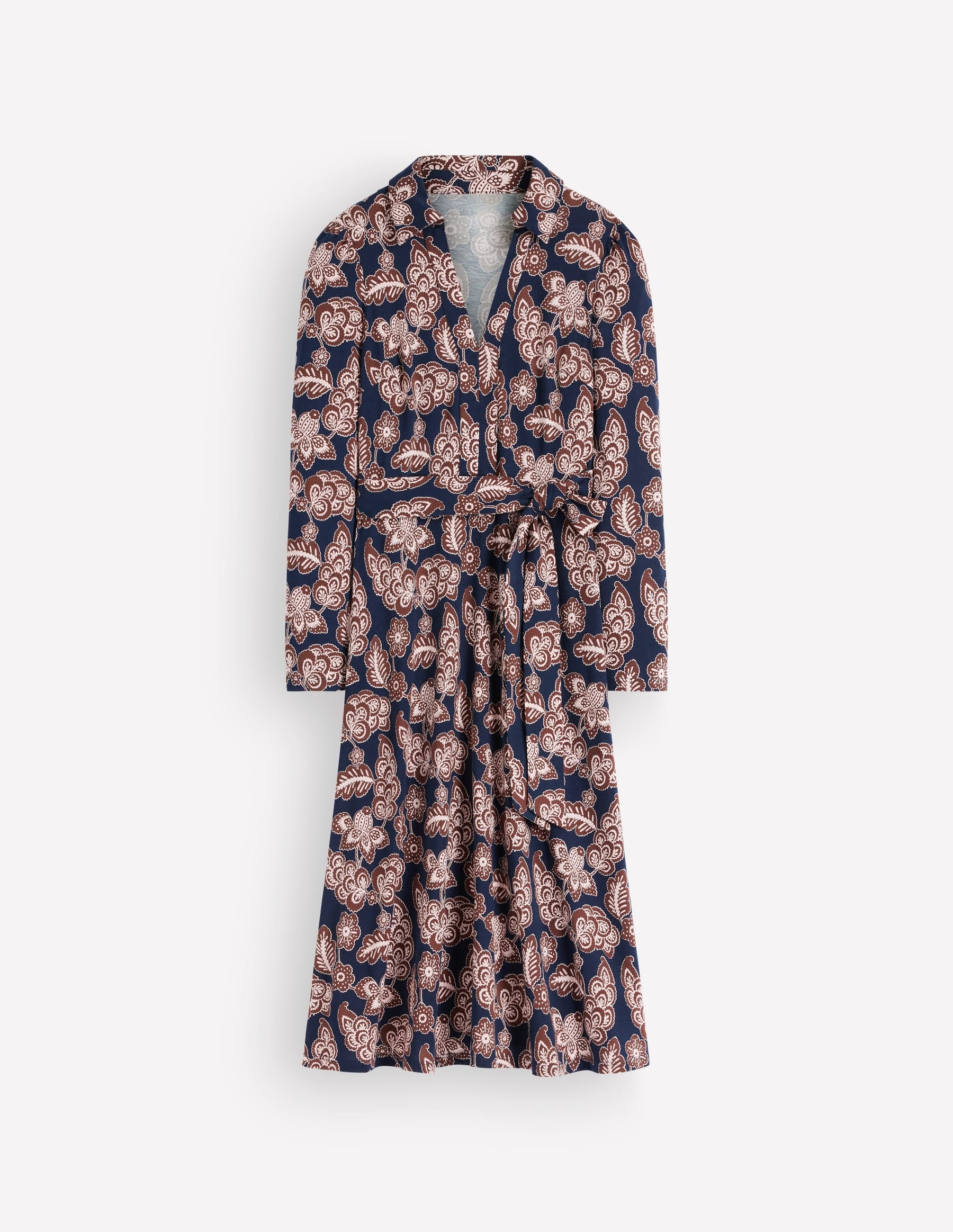Imogen Collared Jersey Dress-Navy, Tickled Meadows