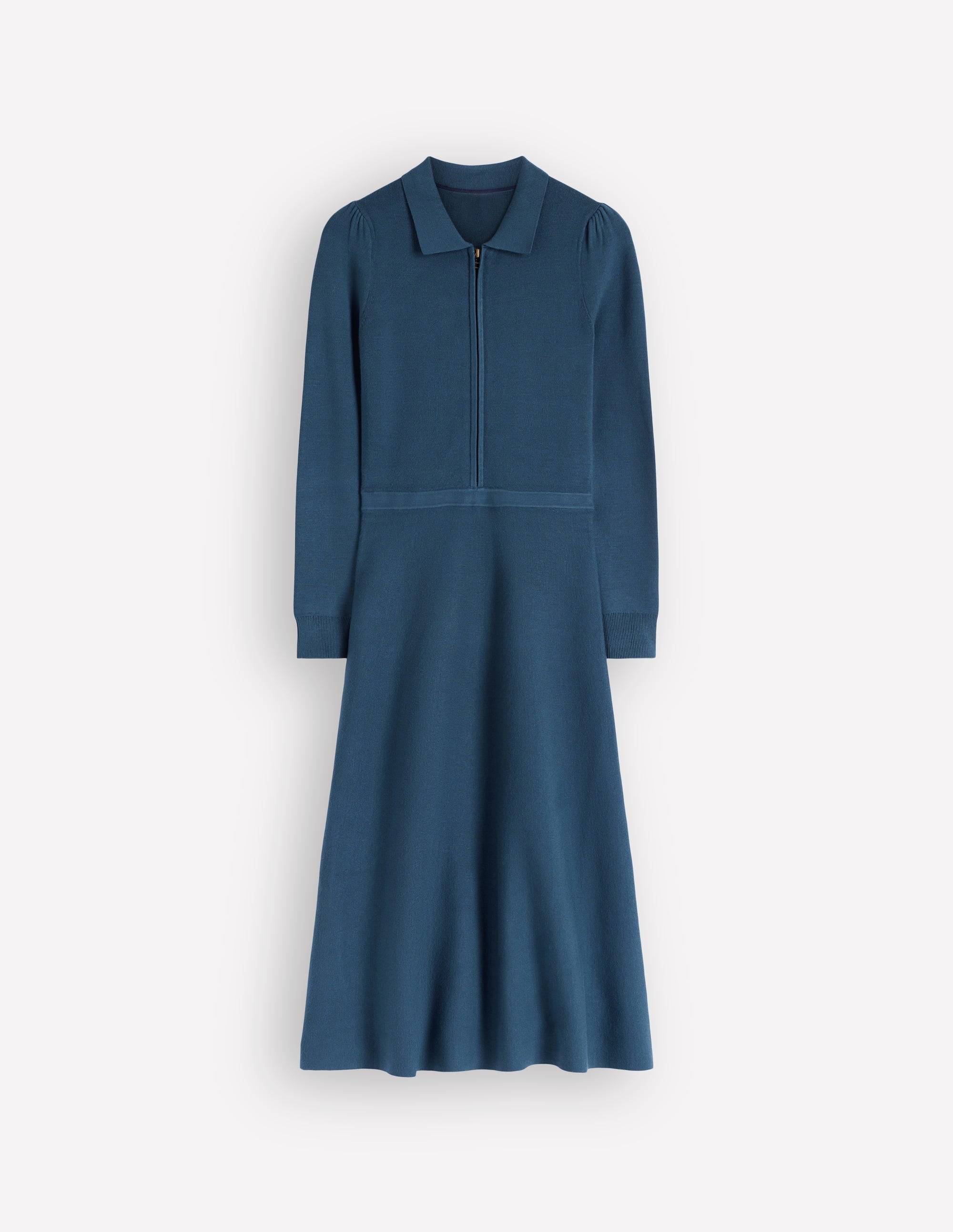 Fiona Zip Front Knitted Dress-Sailor Blue