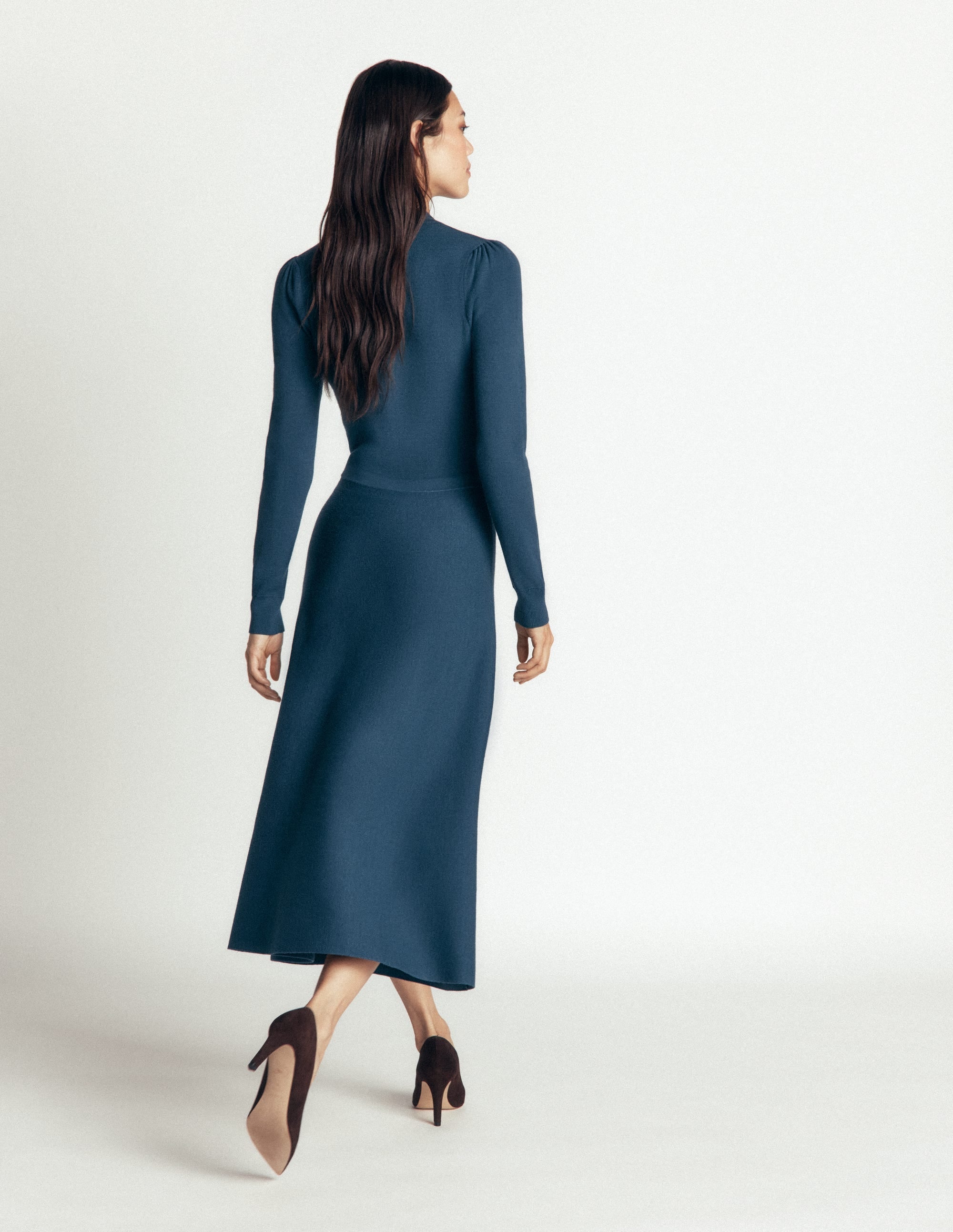 Fiona Zip Front Knitted Dress-Sailor Blue