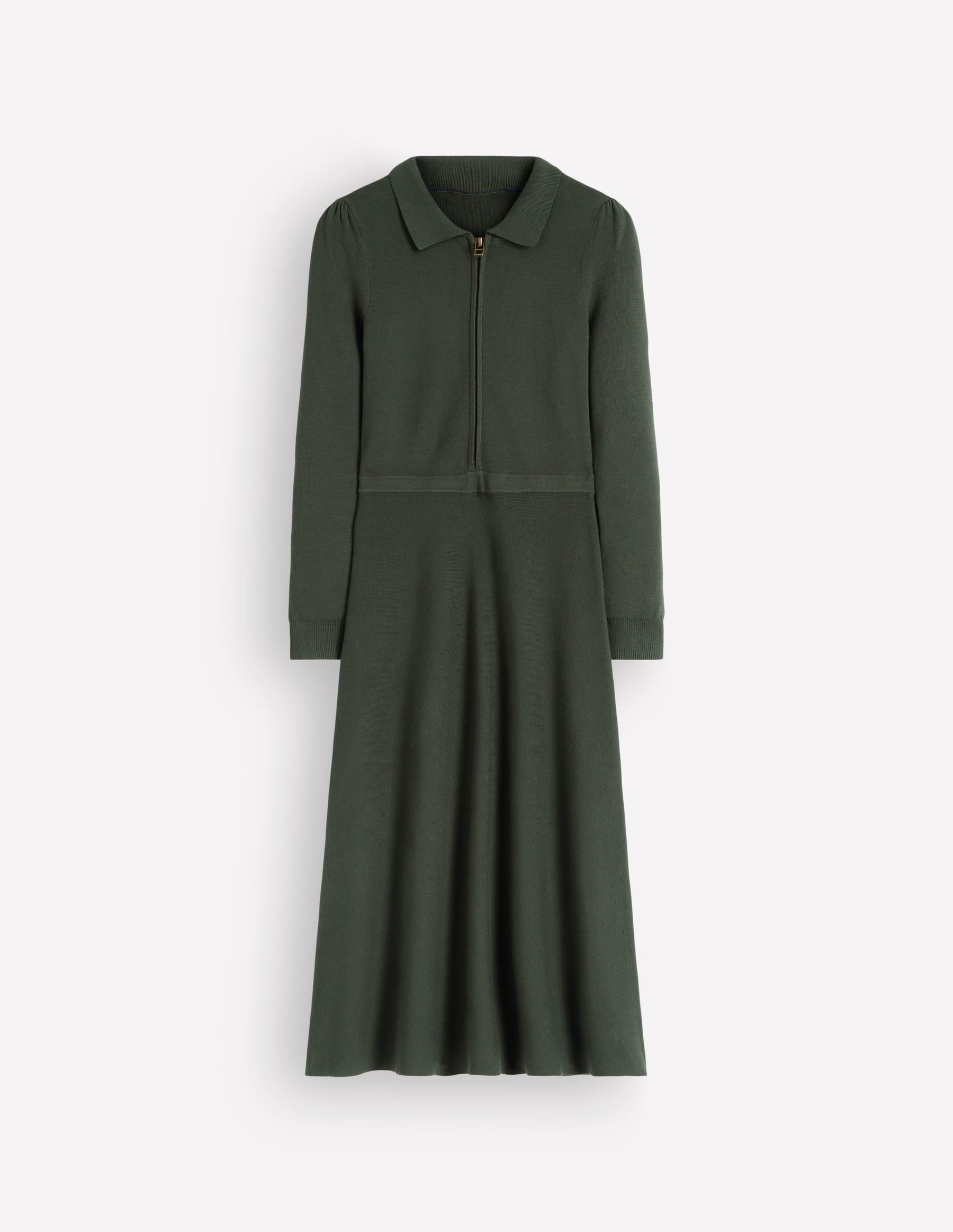 Fiona Zip Front Knitted Dress-Hunter Green