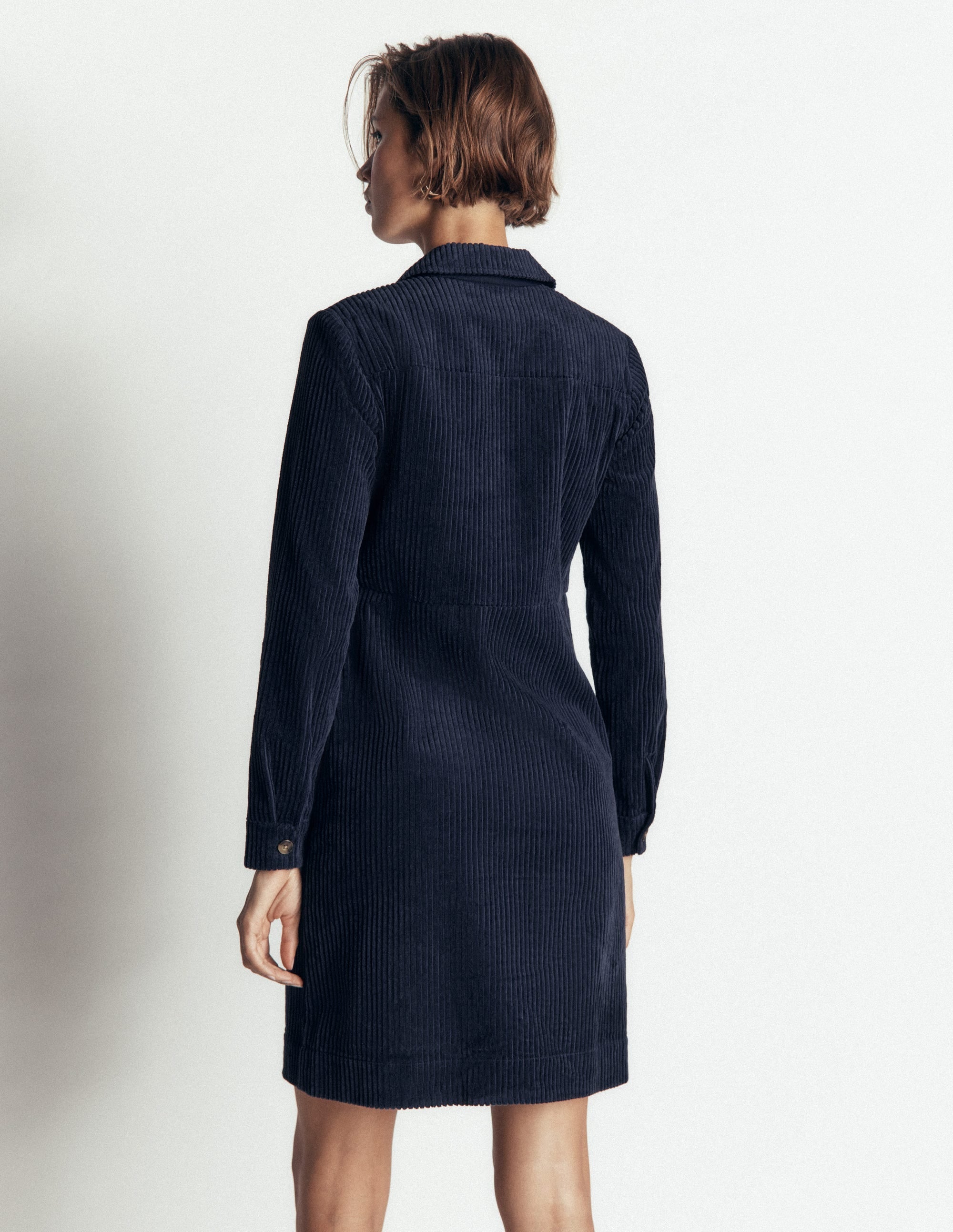 Bronte Cord Short Dress-Navy