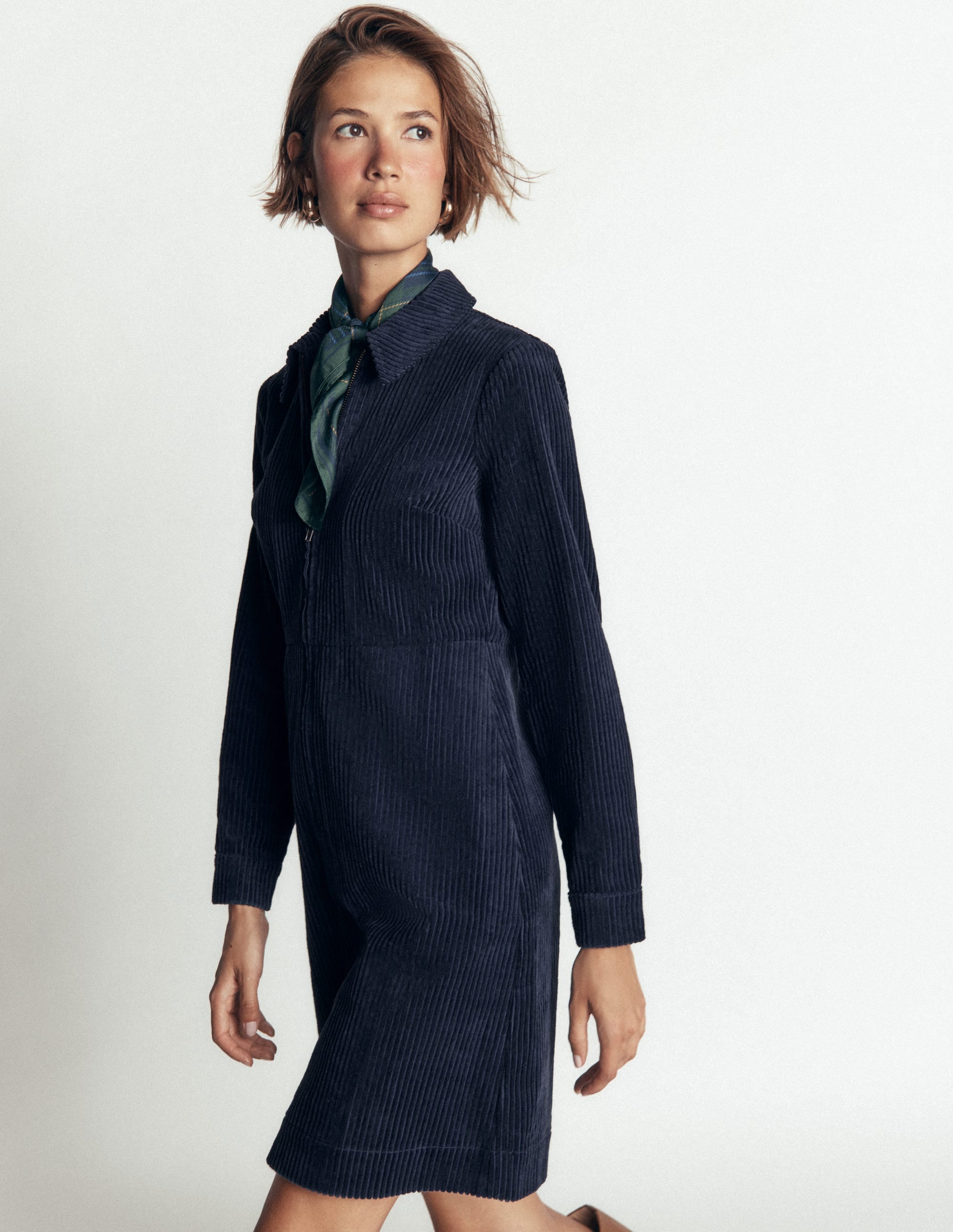 Bronte Cord Short Dress-Navy