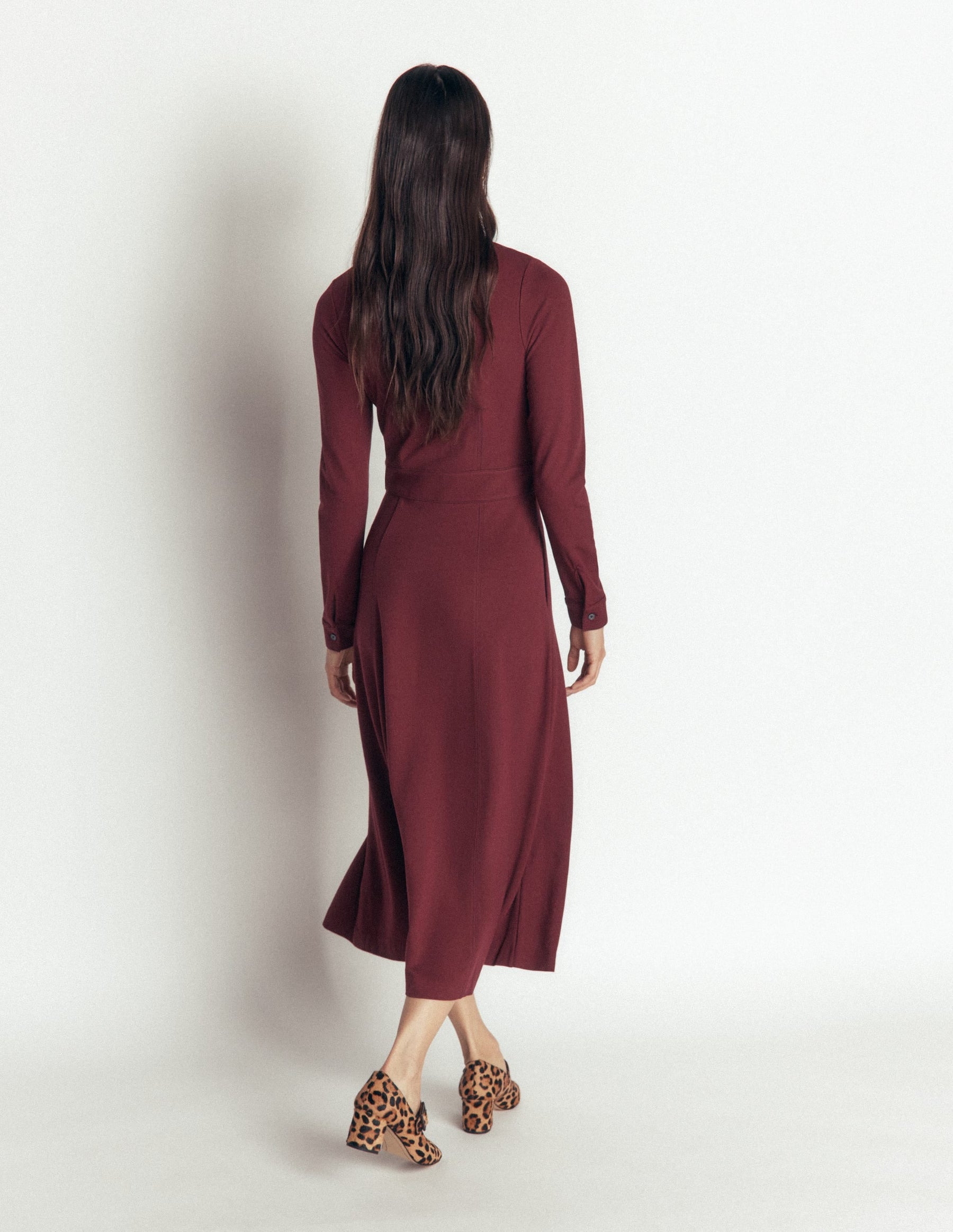 Alex Ponte Contrast Midi Dress-Chocolate Truffle