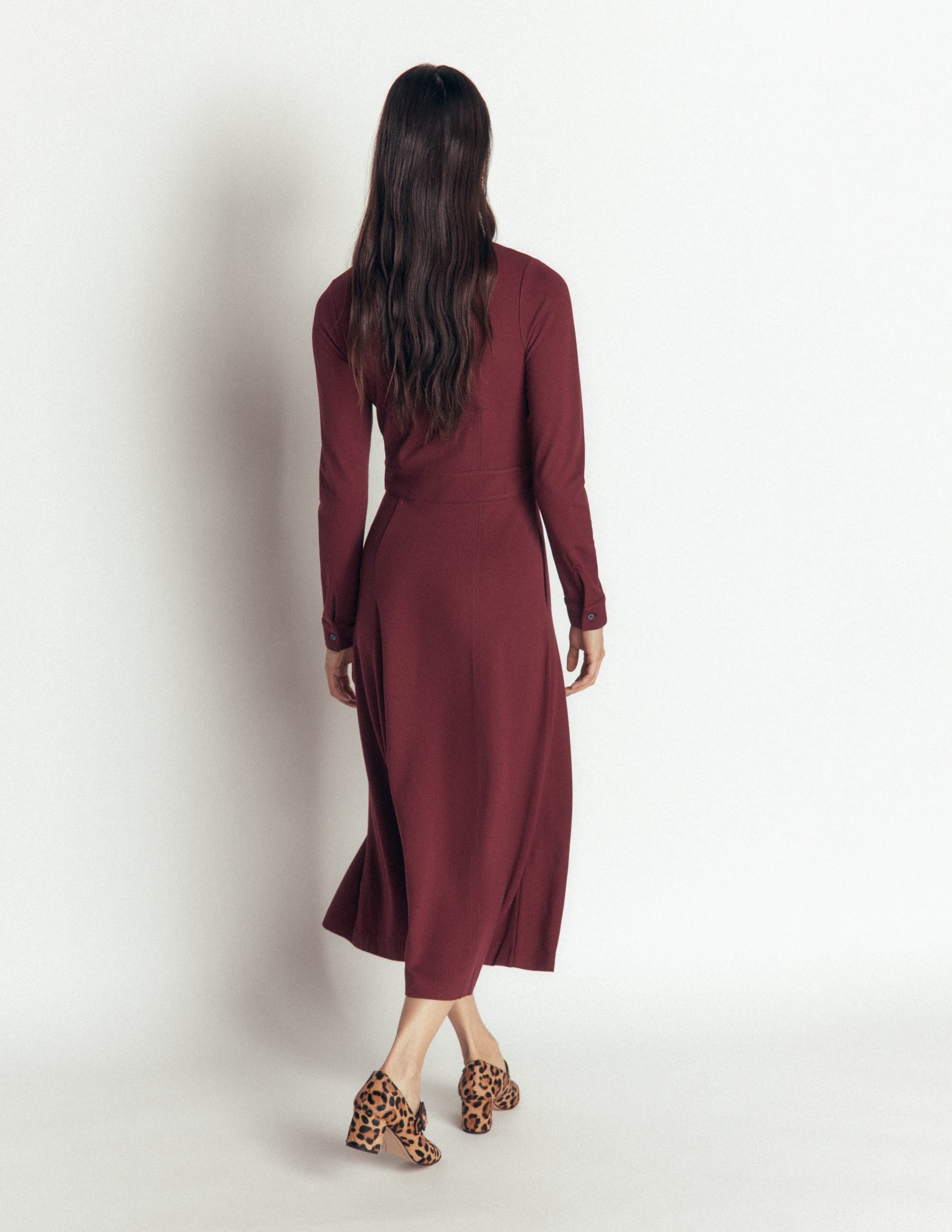 Alex Ponte Contrast Midi Dress-Chocolate Truffle