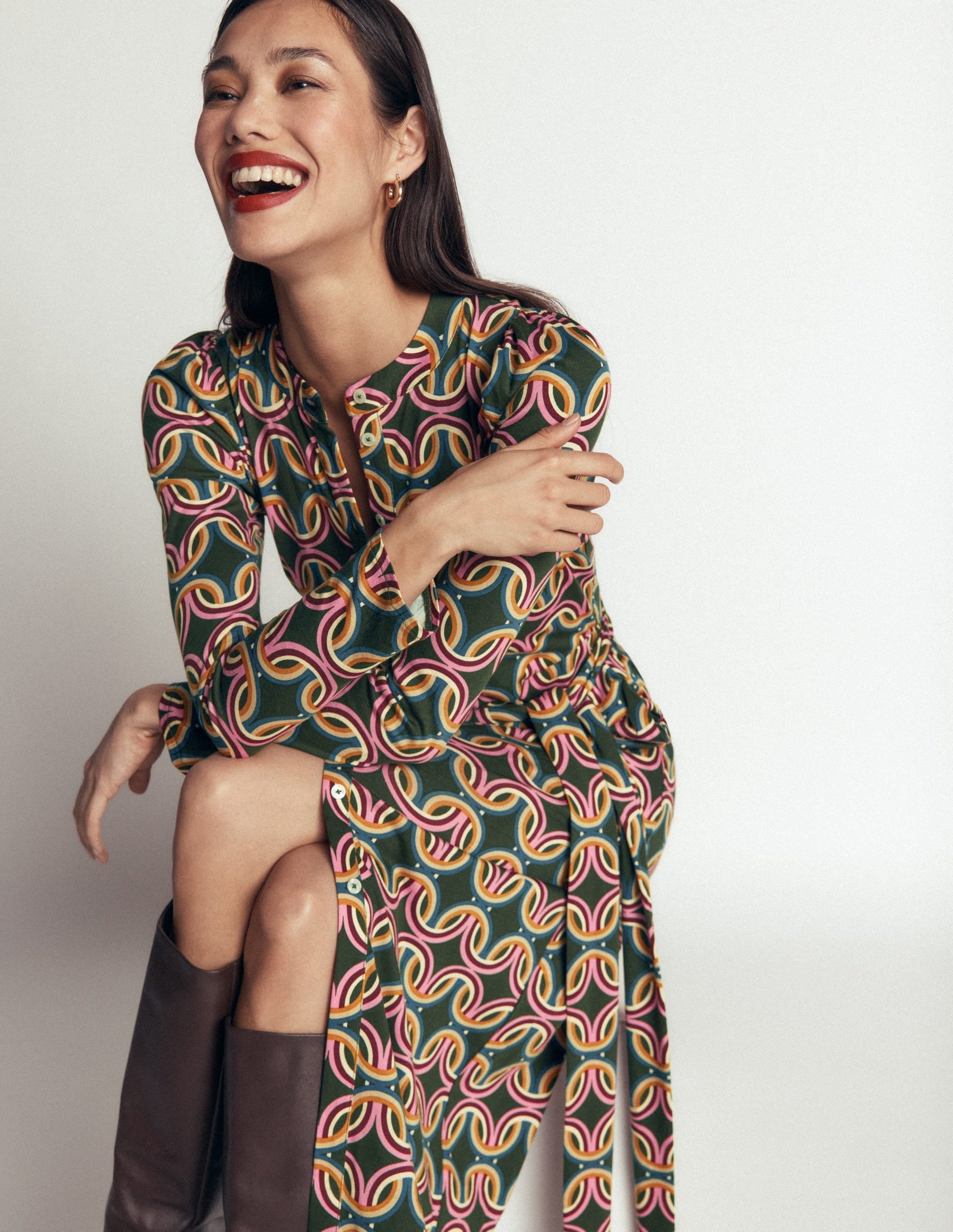 Honor Column Jersey Midi Dress-Duffle Bag, Geo Parade