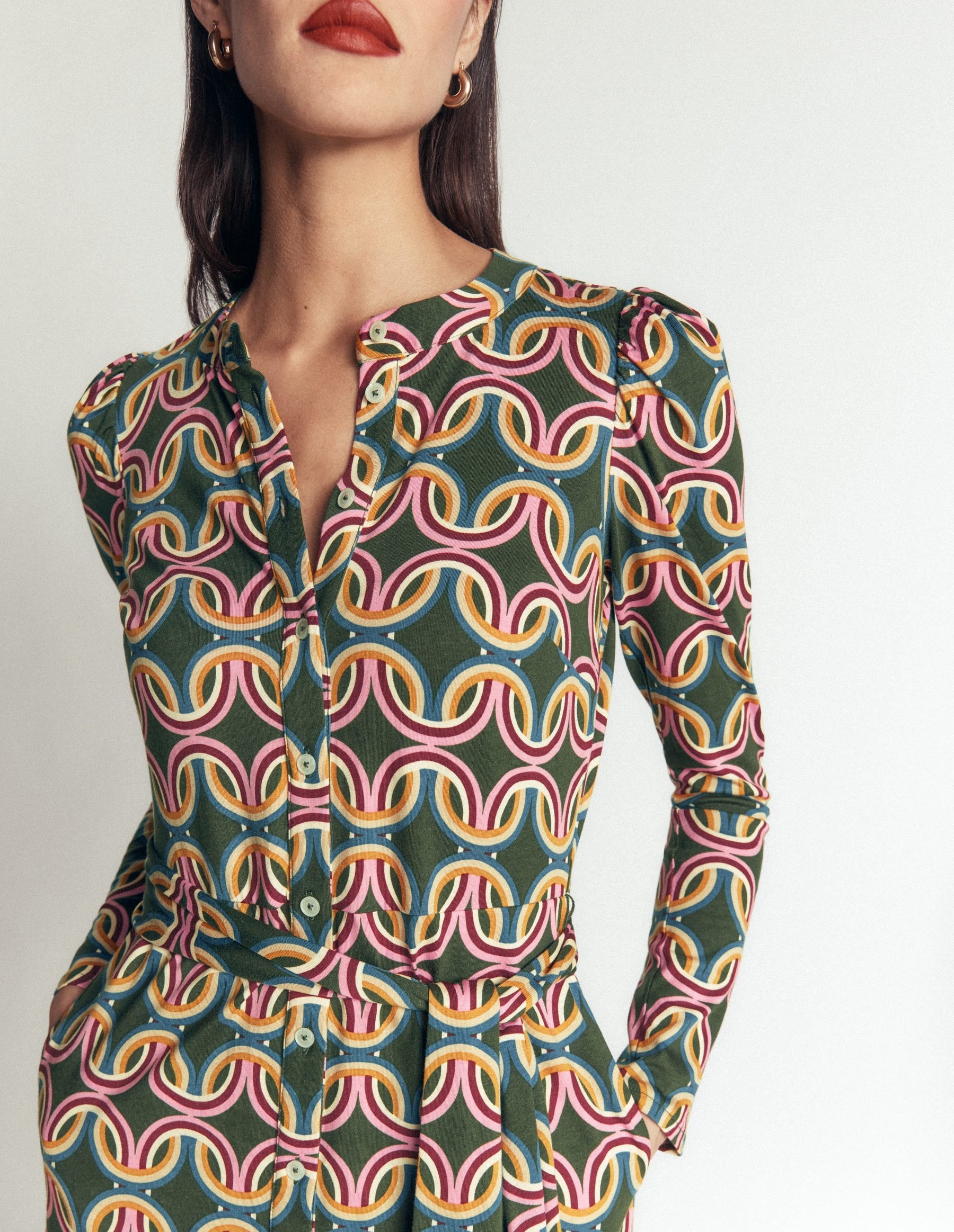 Honor Column Jersey Midi Dress-Duffle Bag, Geo Parade