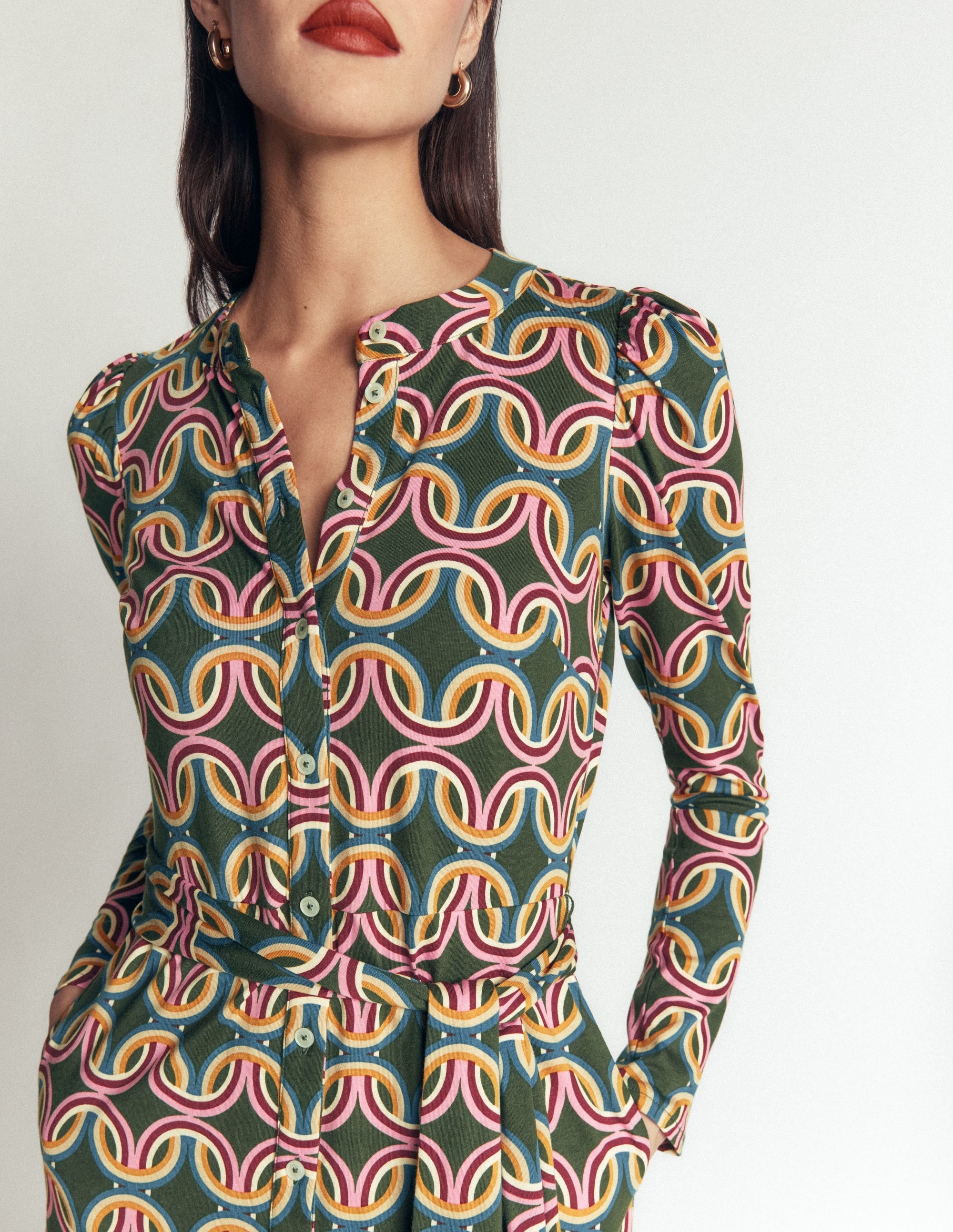 Honor Column Jersey Midi Dress-Duffle Bag, Geo Parade