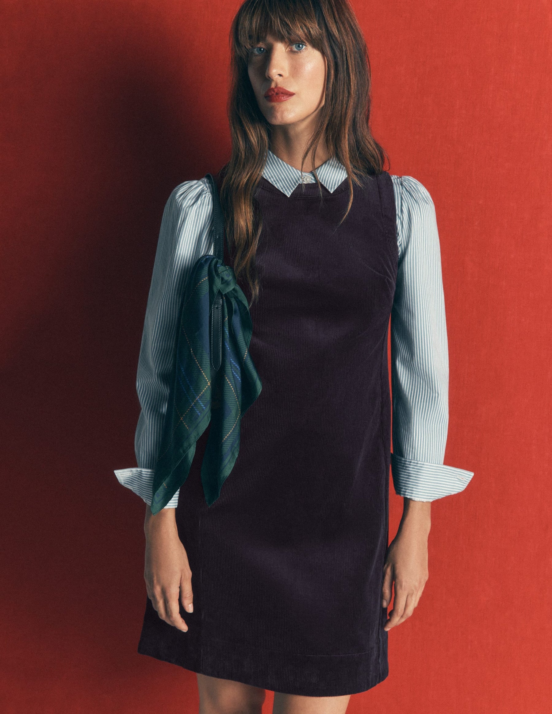 Lou Cord Shift Dress-Navy