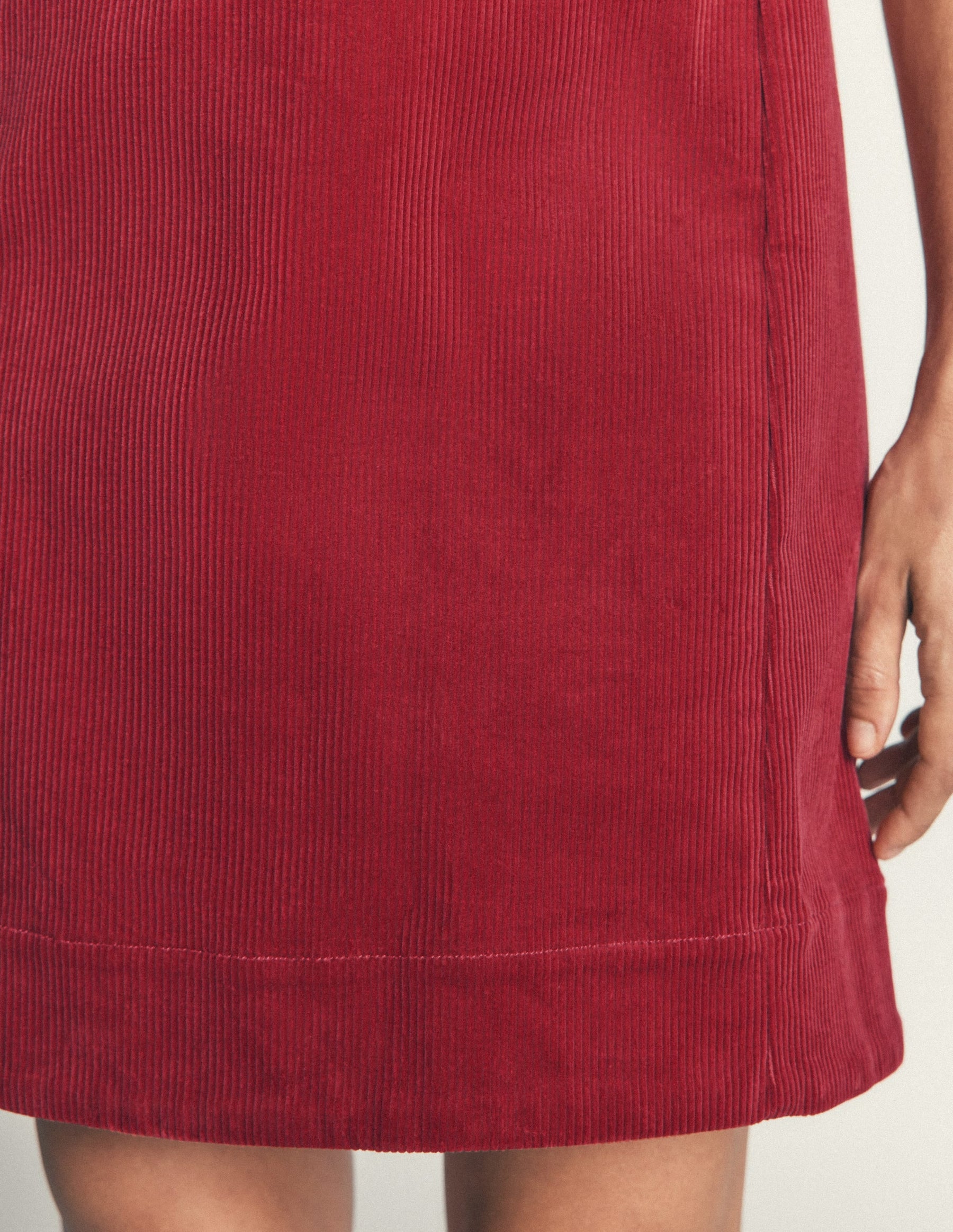 Lou Cord Shift Dress-Crimson Red