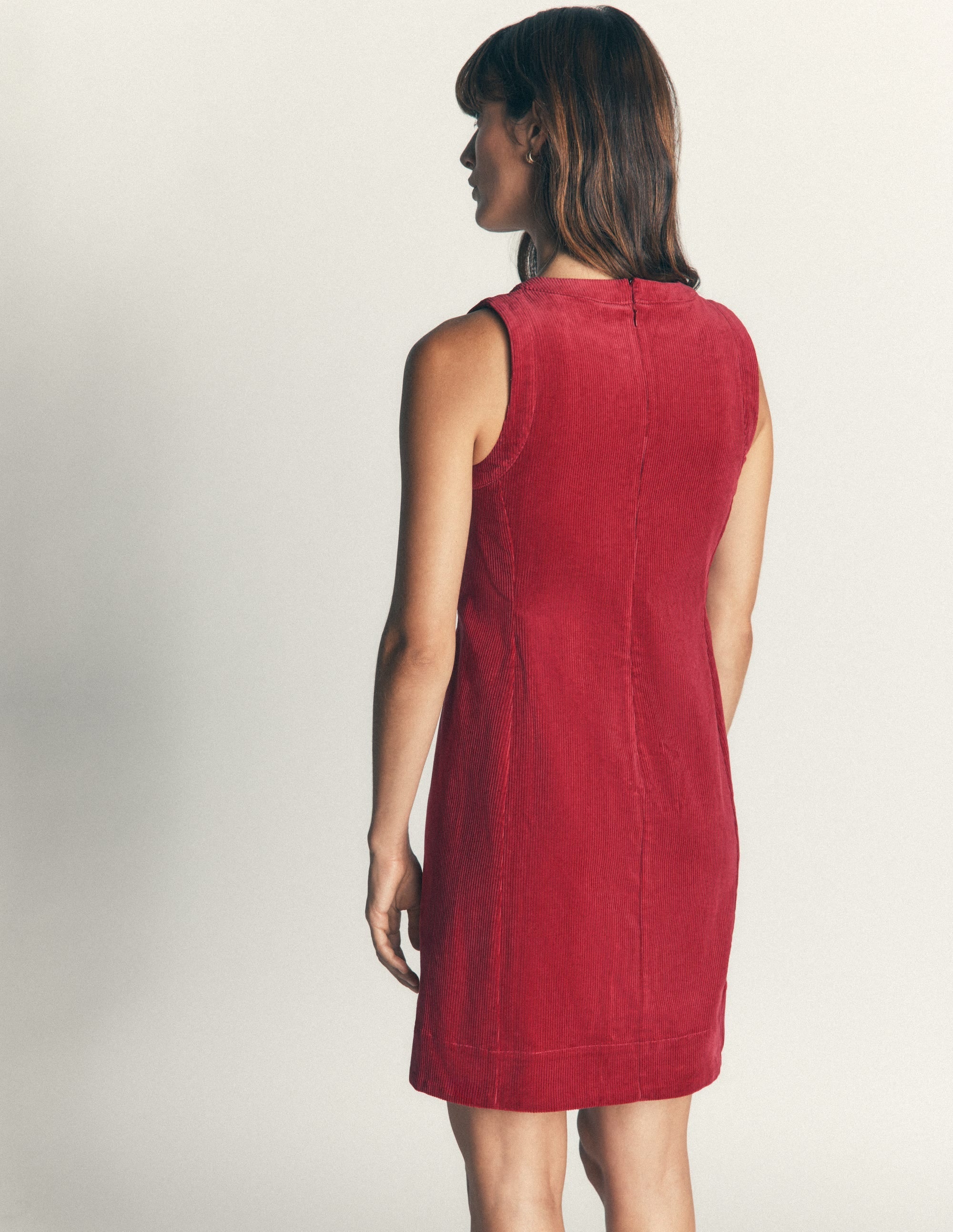 Lou Cord Shift Dress-Crimson Red