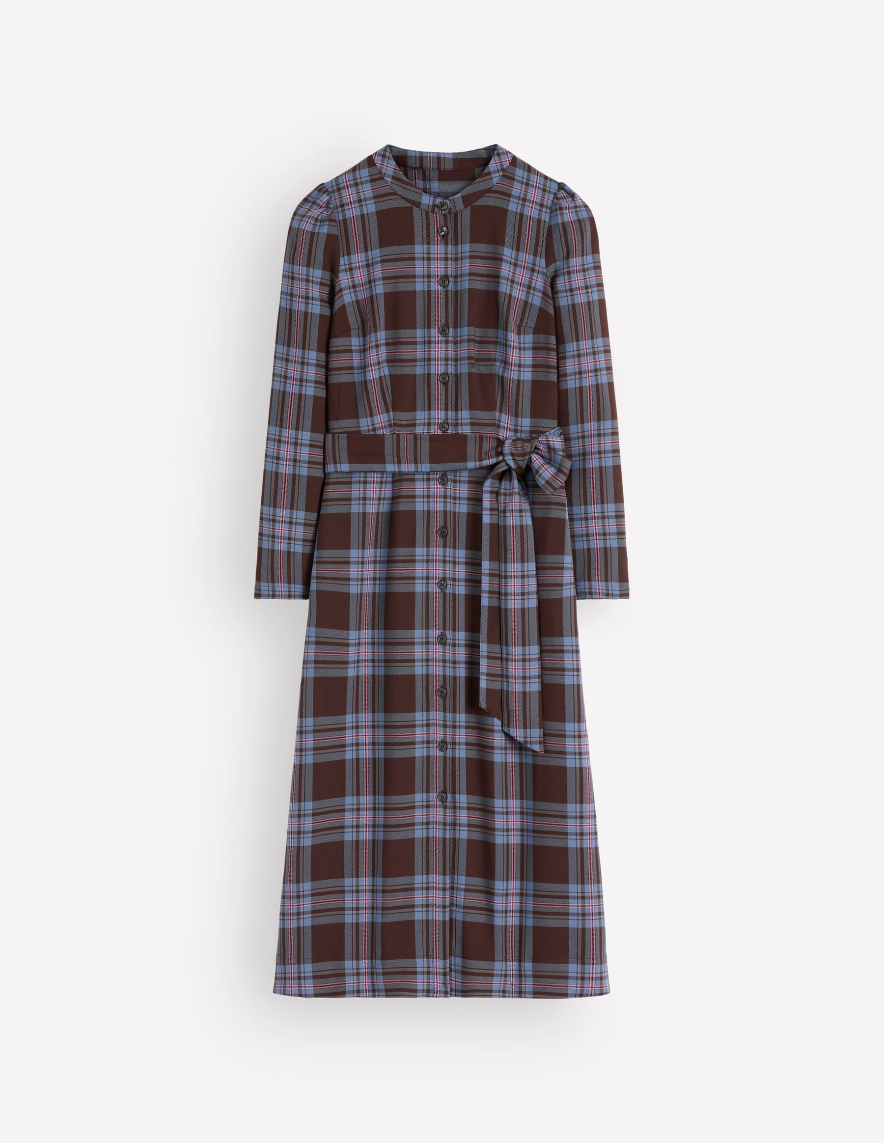 Louise Check Midi Shirt Dress-Brown, Blue and Pink Check