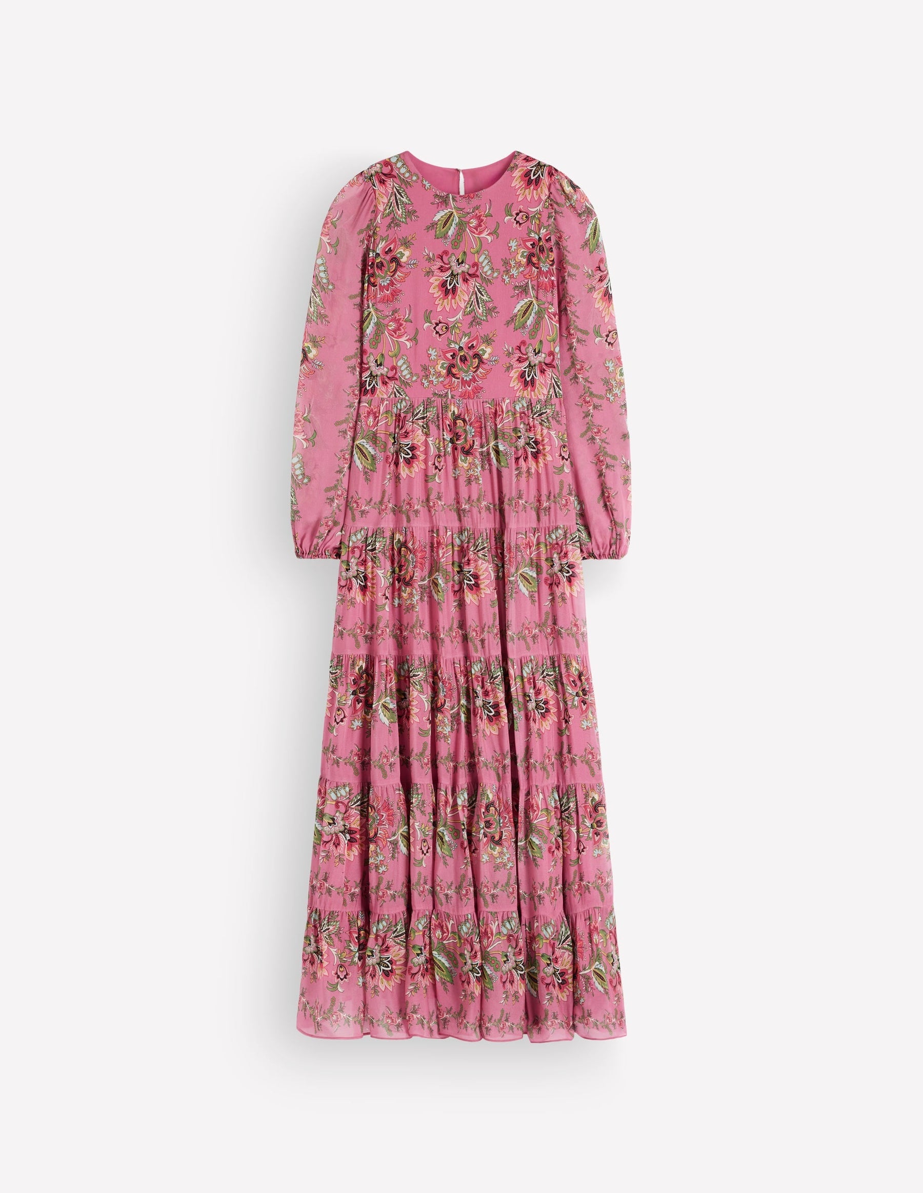 Multi Tiered Maxi Dress-Pink Heather, Frosted Flora