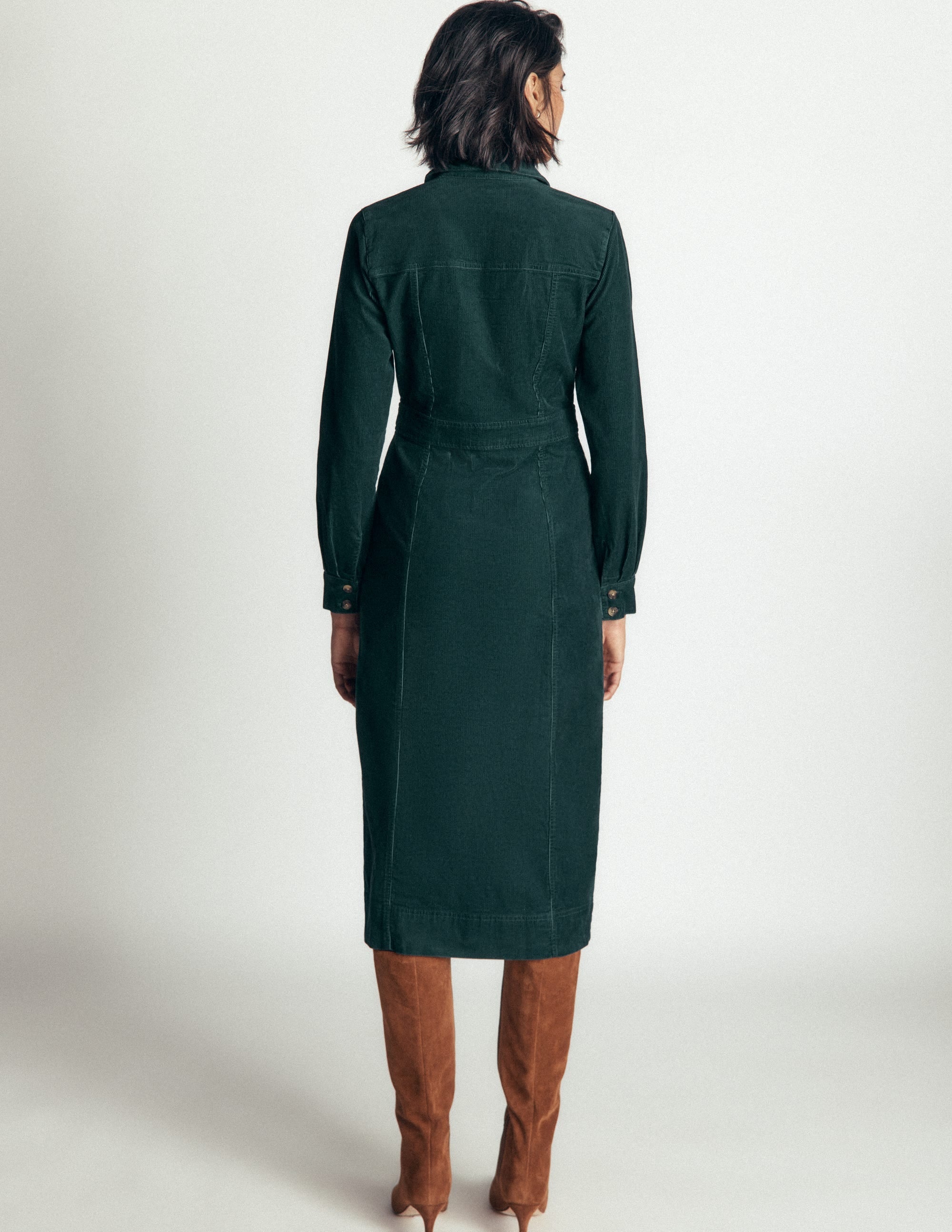 Fleur Cord Midi Dress-Midnight Teal