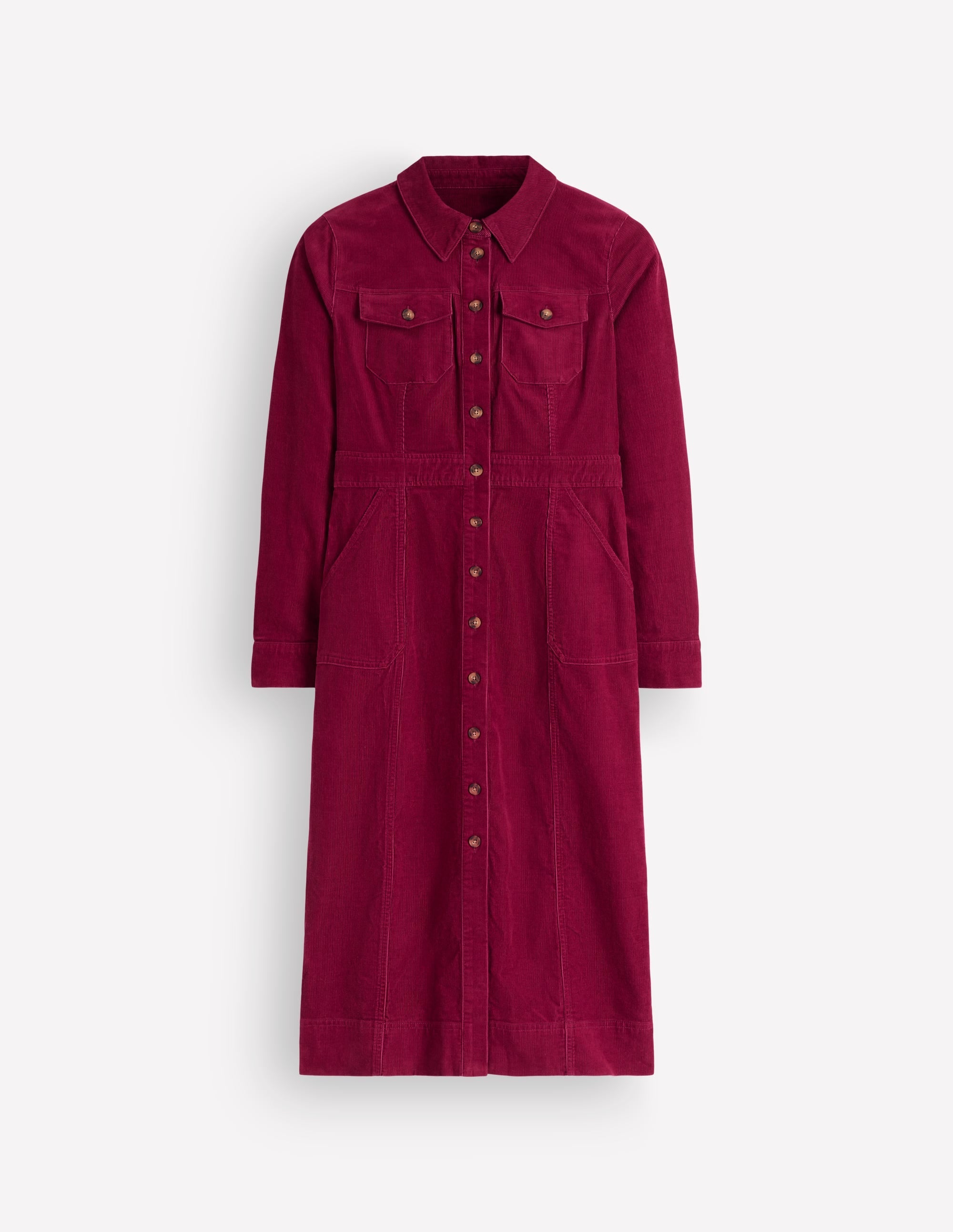 Fleur Cord Midi Dress-Ruby Red