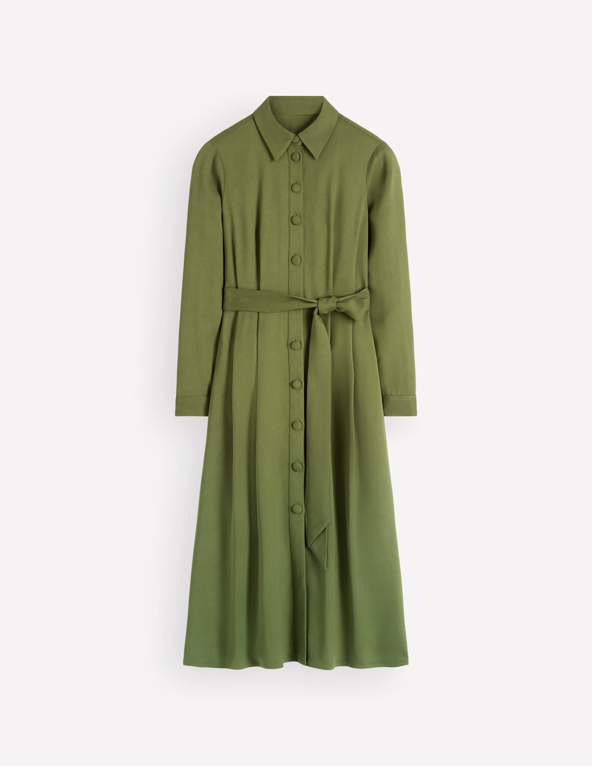 Kate Pleated Shirt Dress-Forest Green