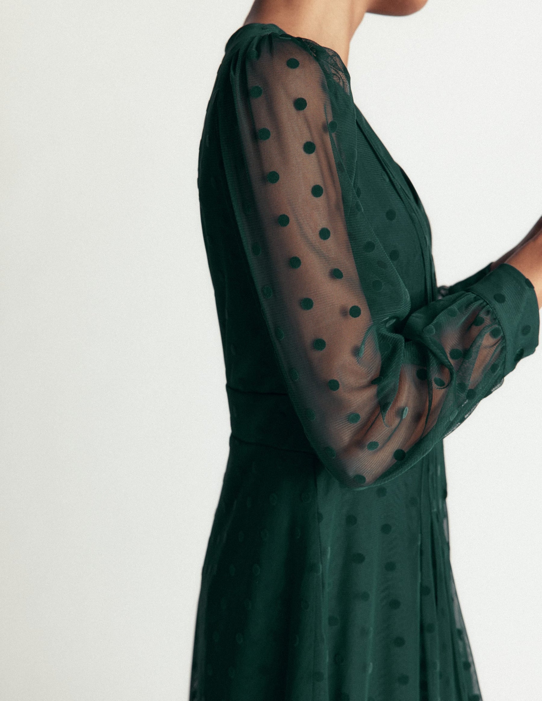 Pleated Tulle Midi Dress-Midnight Teal