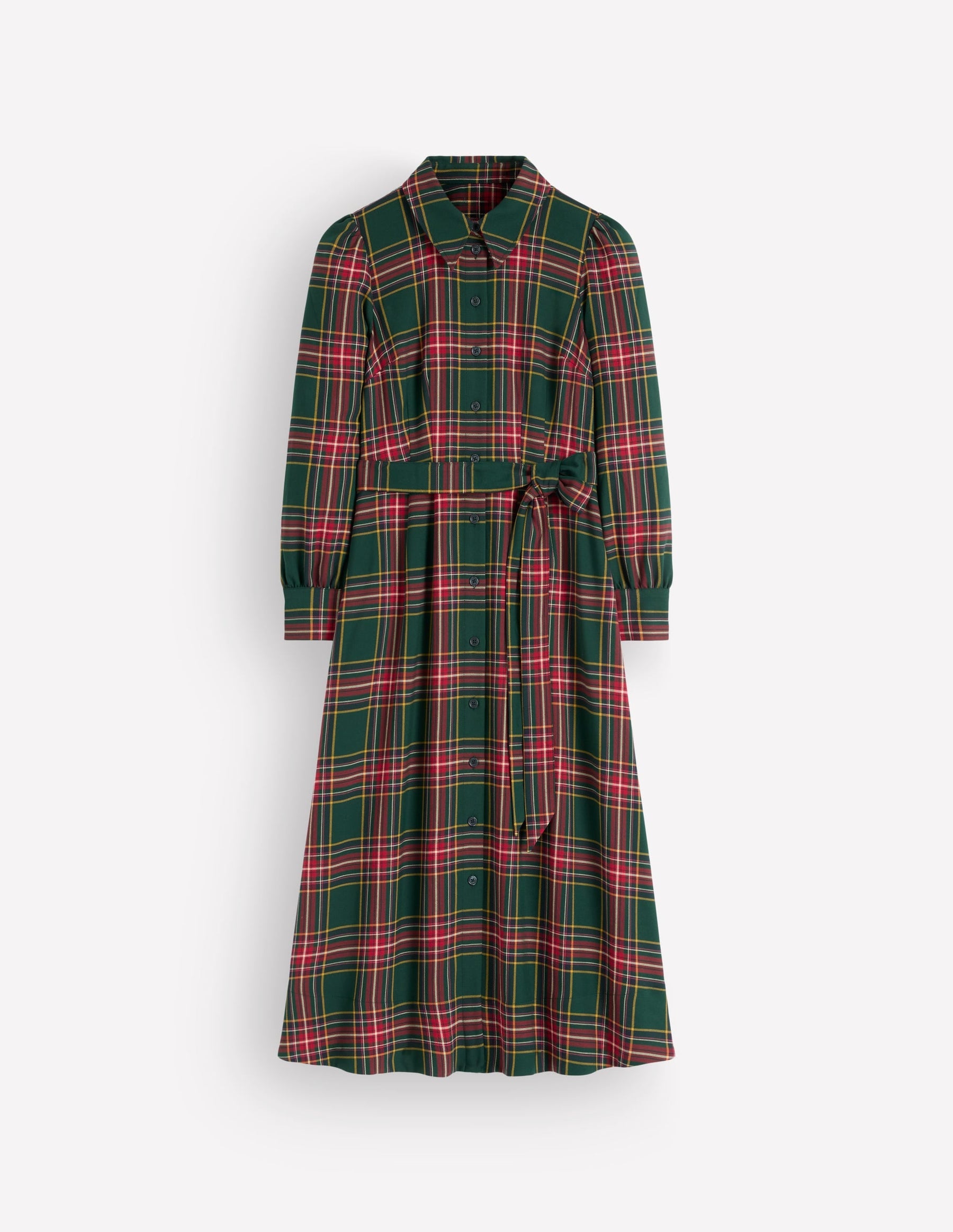 Maeve Check Midi Shirt Dress-Green, Navy and Red Check