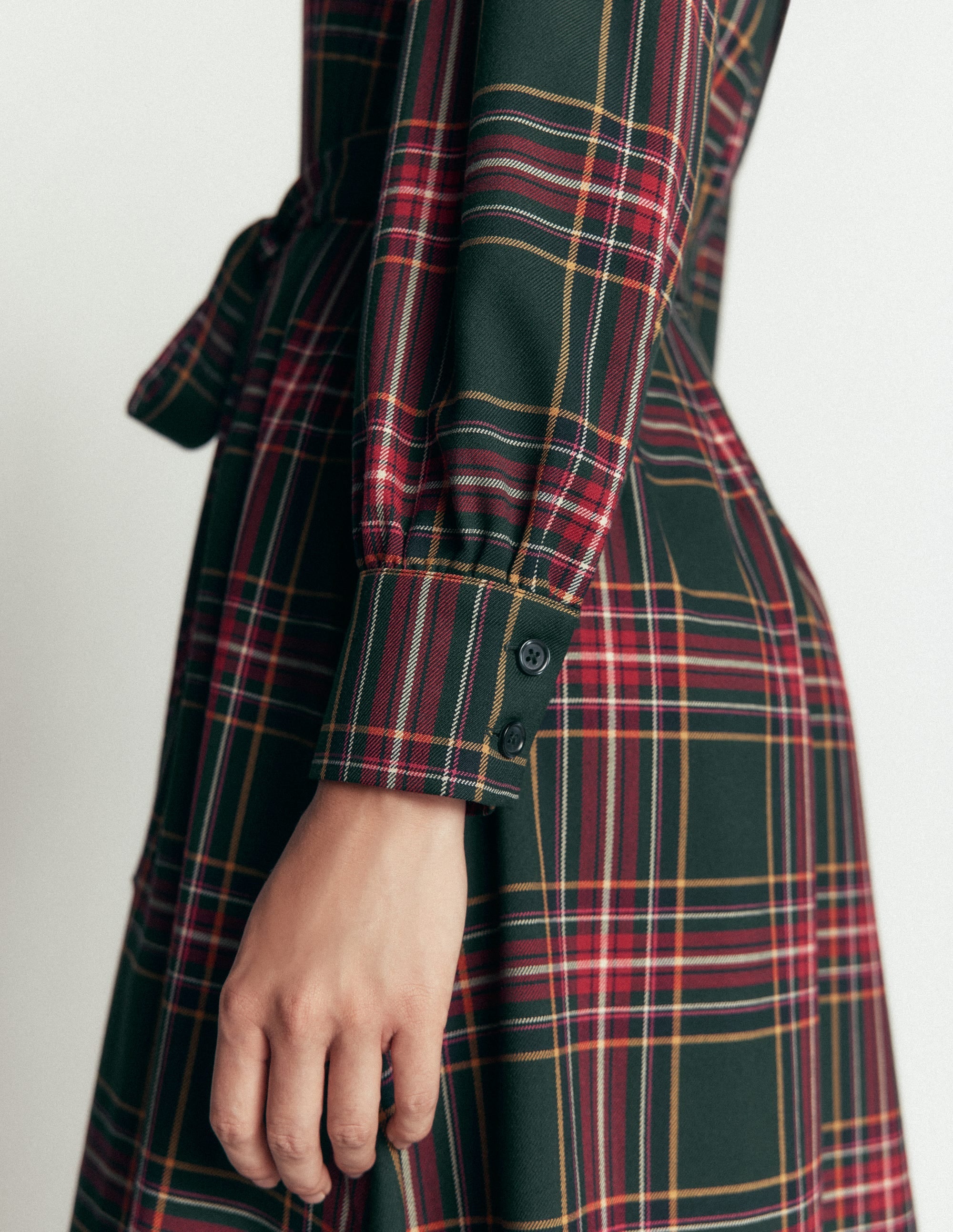 Maeve Check Midi Shirt Dress-Green, Navy and Red Check
