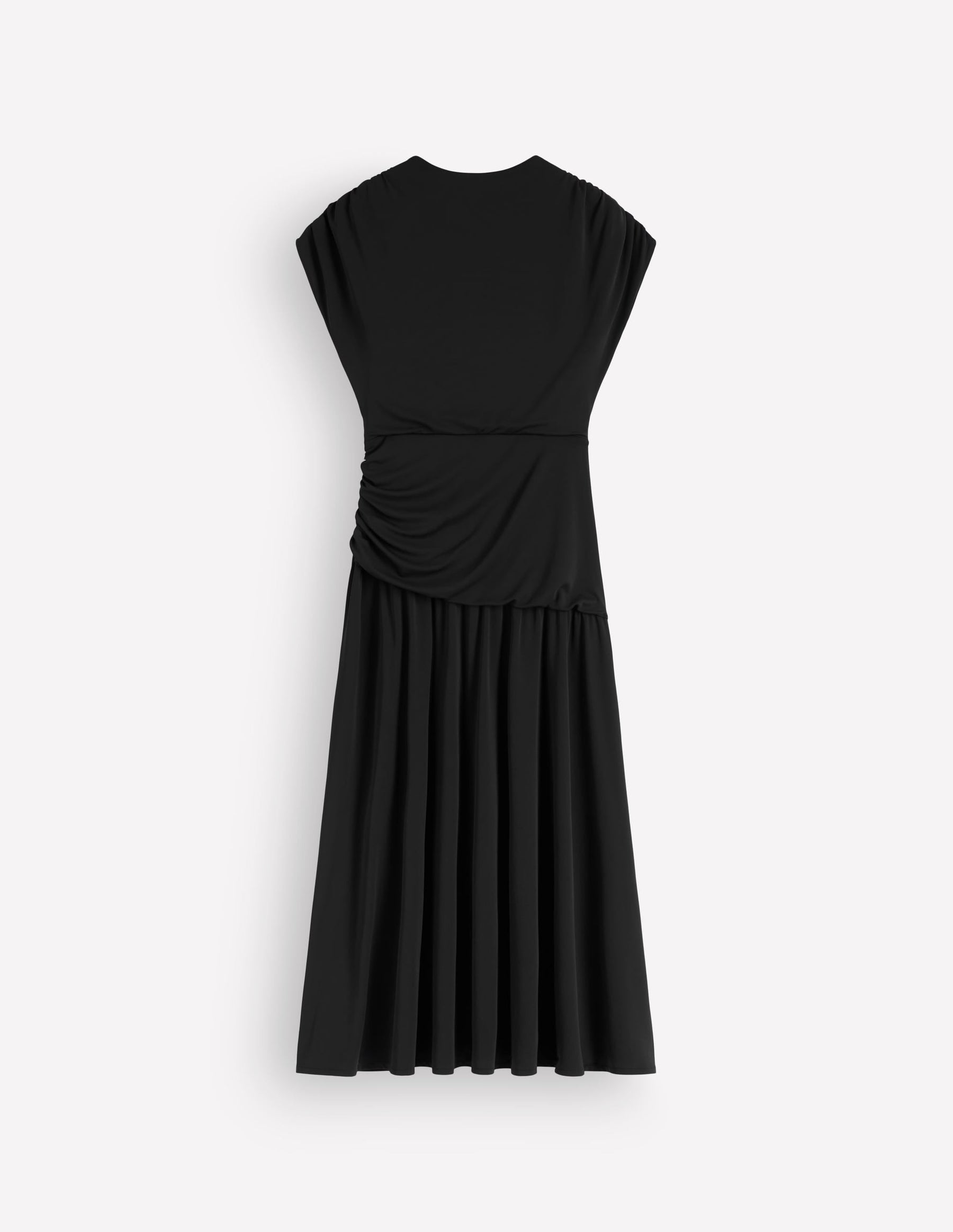 Drape Jersey Crepe Maxi Dress-Black