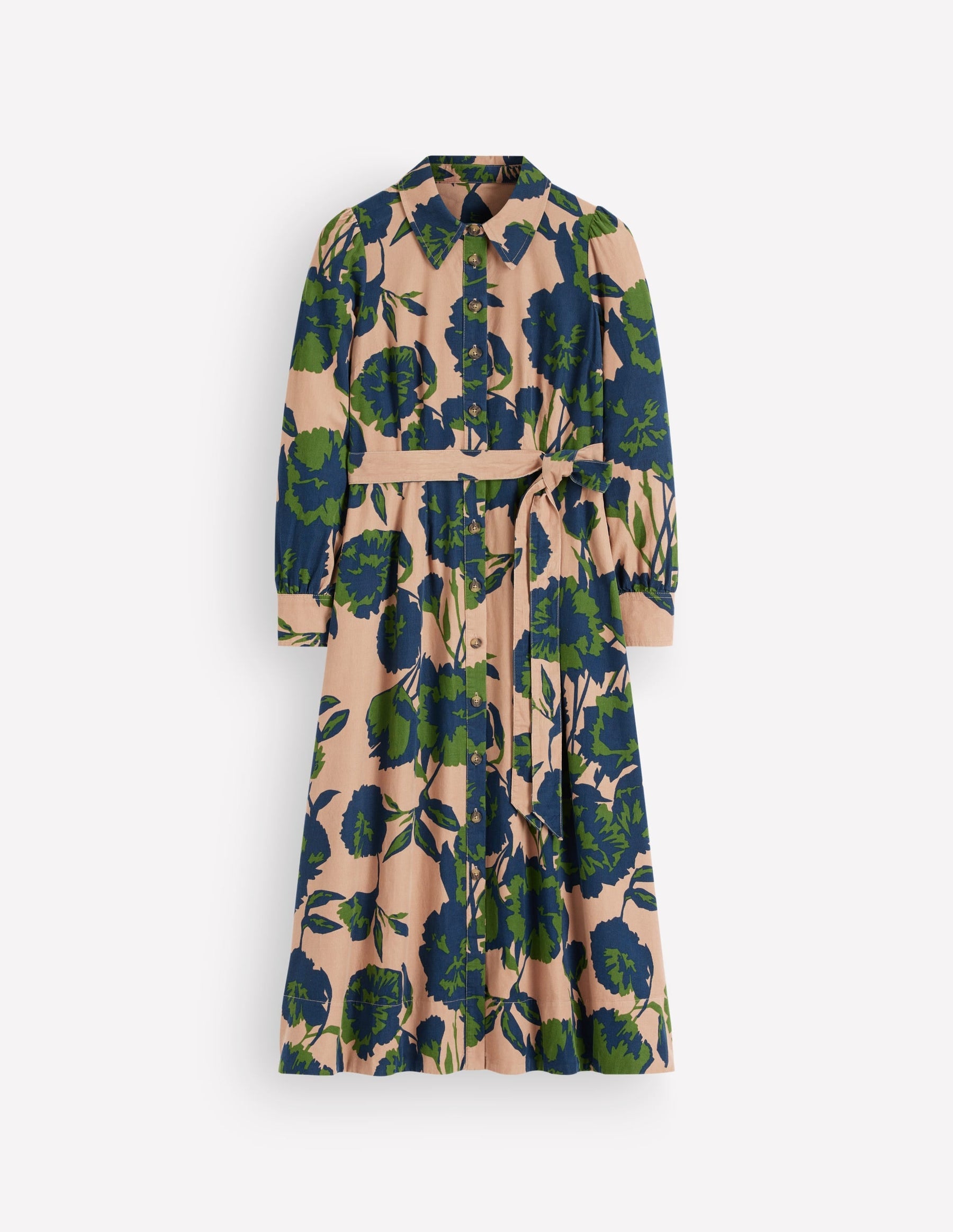 Maeve Cord Midi Shirt Dress-Cool Cocoa, Forest Breeze