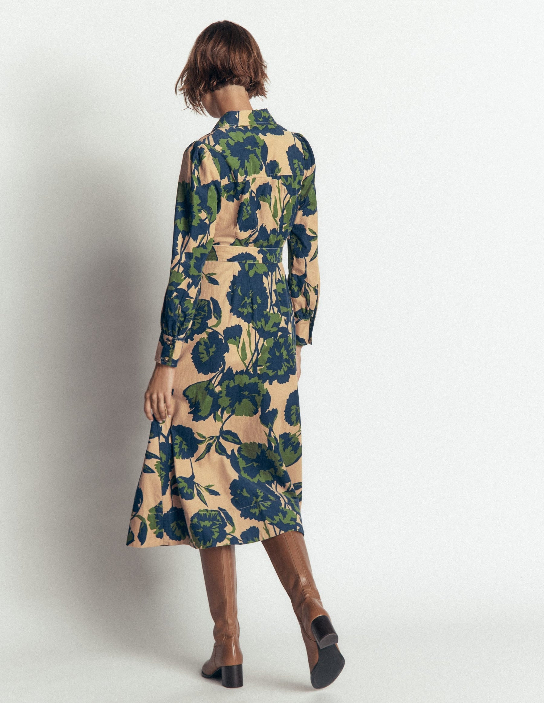 Maeve Cord Midi Shirt Dress-Cool Cocoa, Forest Breeze