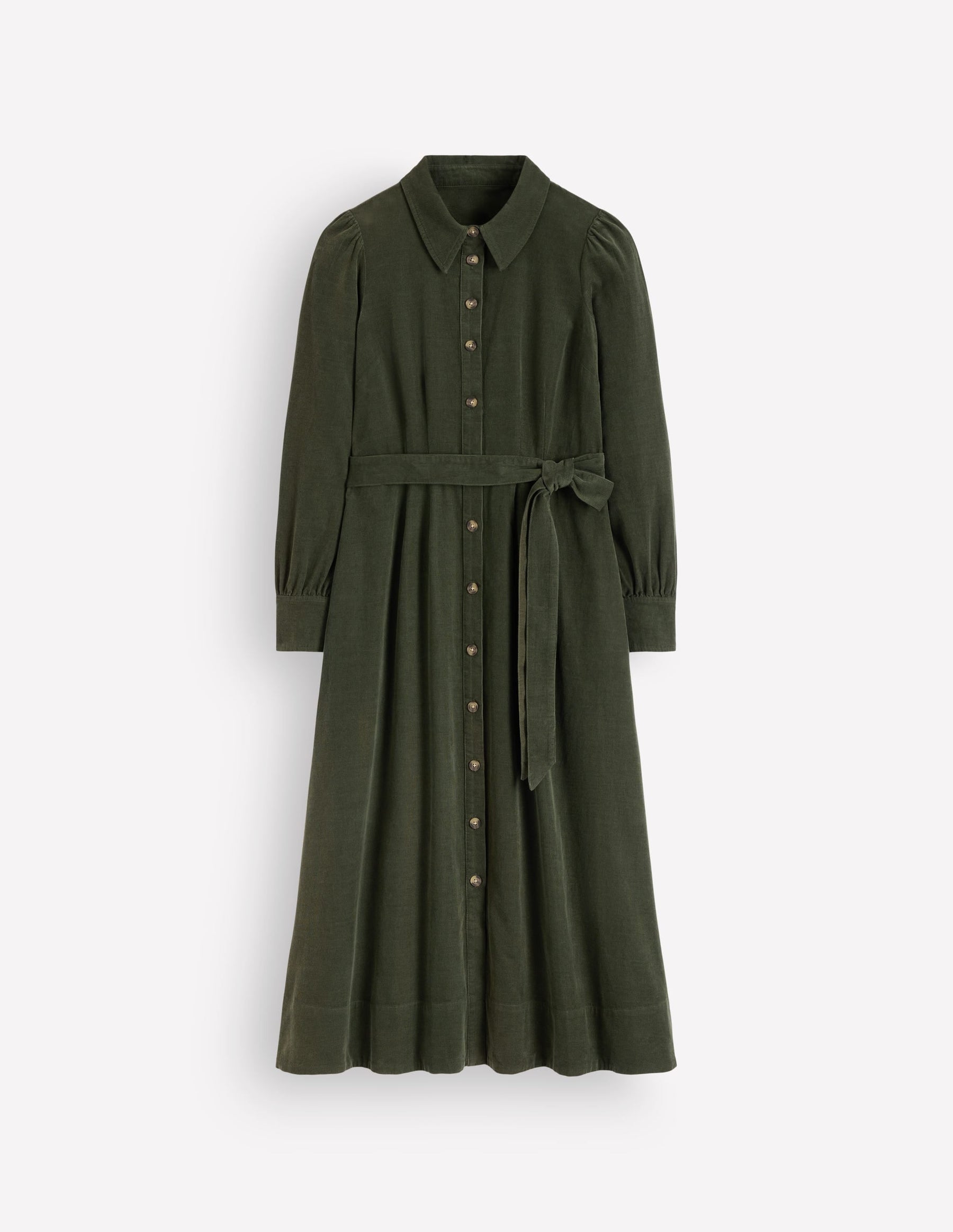 Maeve Cord Midi Shirt Dress-Forest Glade
