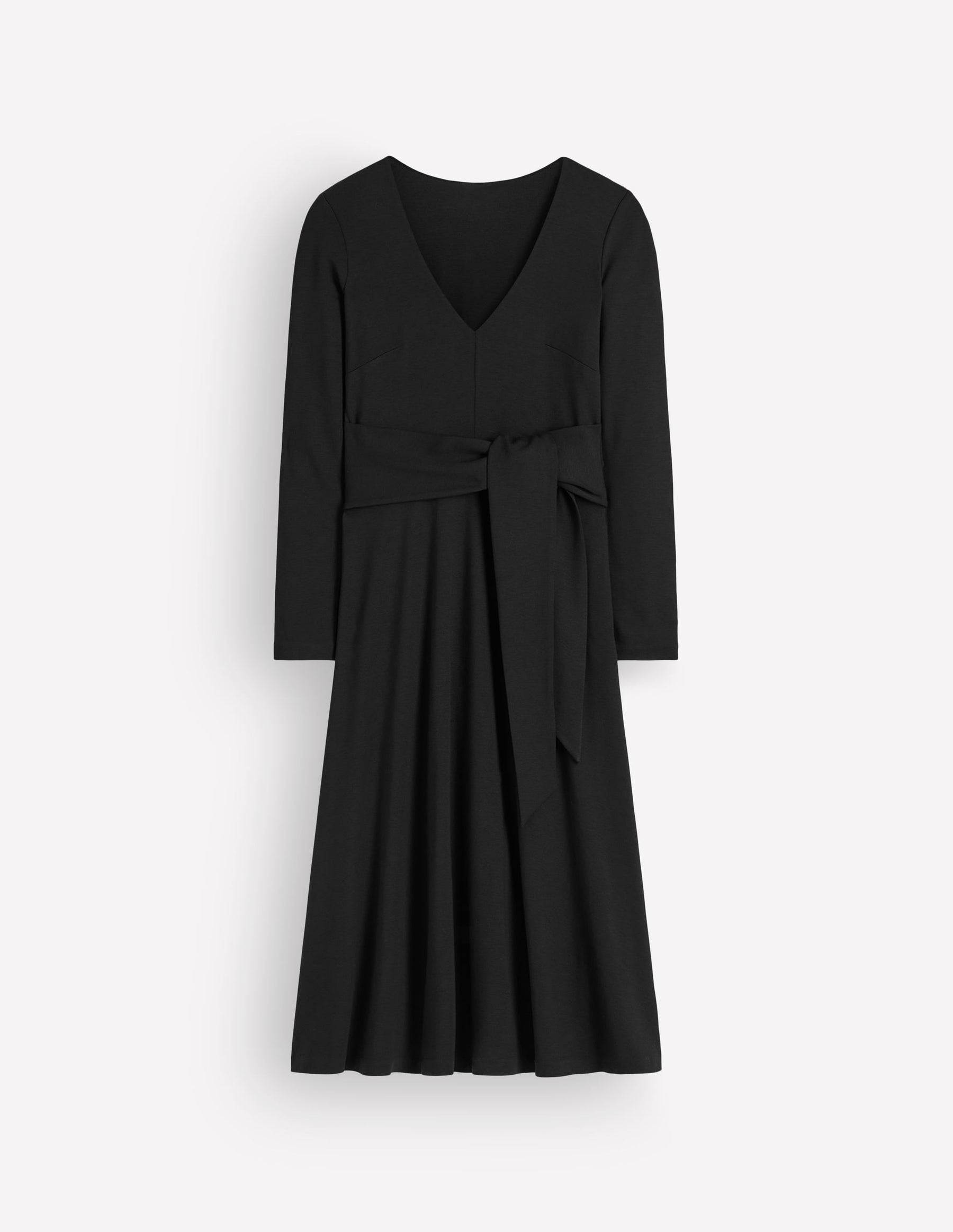 Tie Waist Ponte Dress-Black
