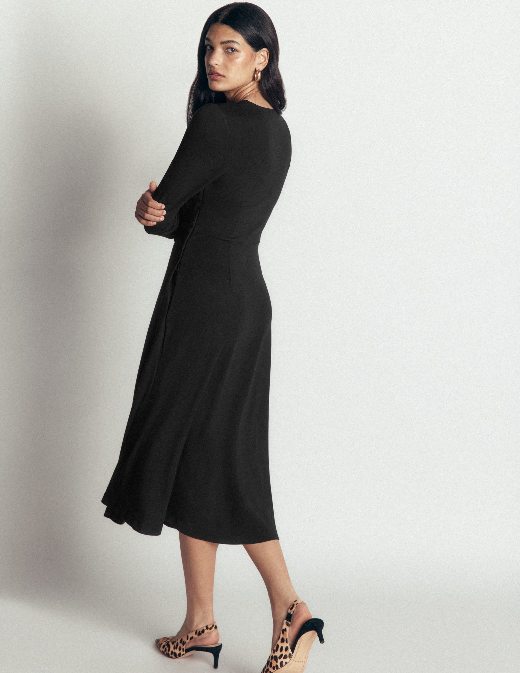 Tie Waist Ponte Dress-Black