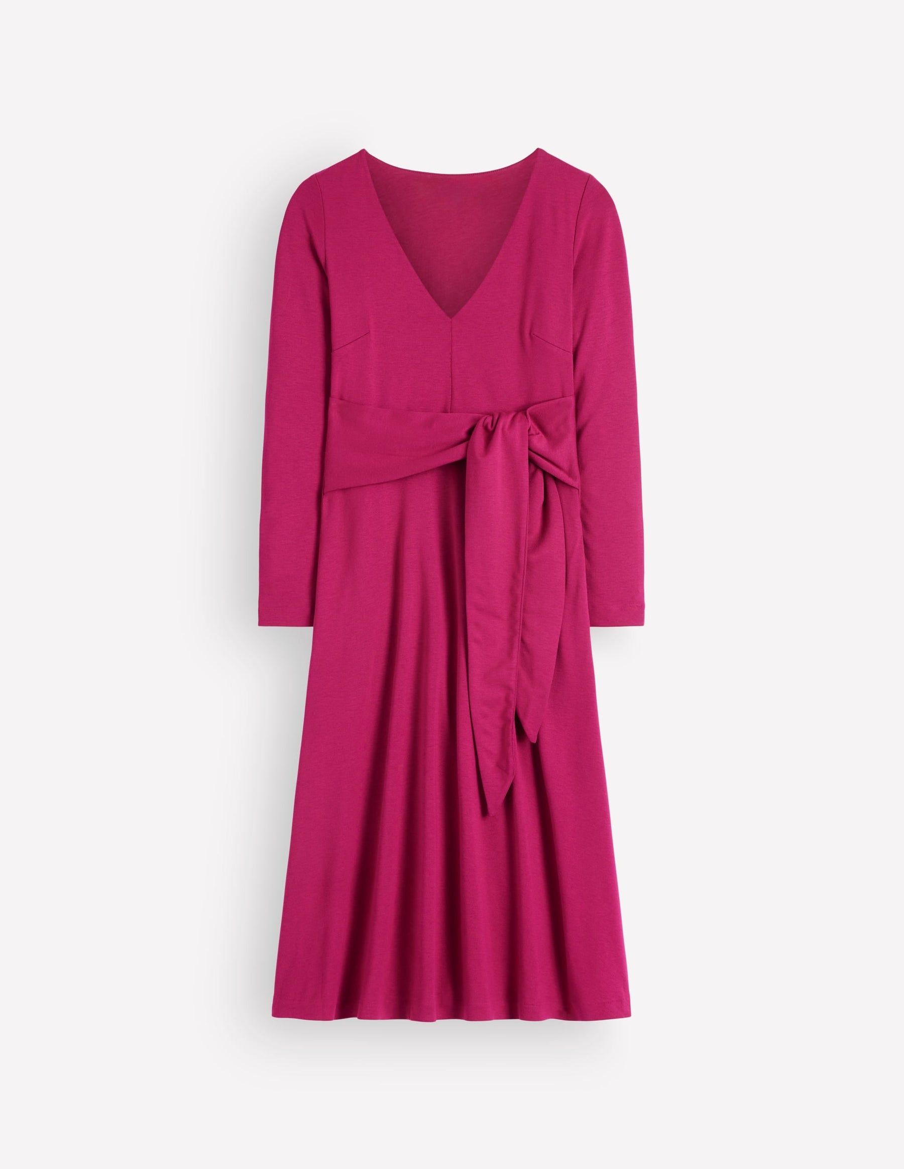 Tie Waist Ponte Dress-Beetroot Red
