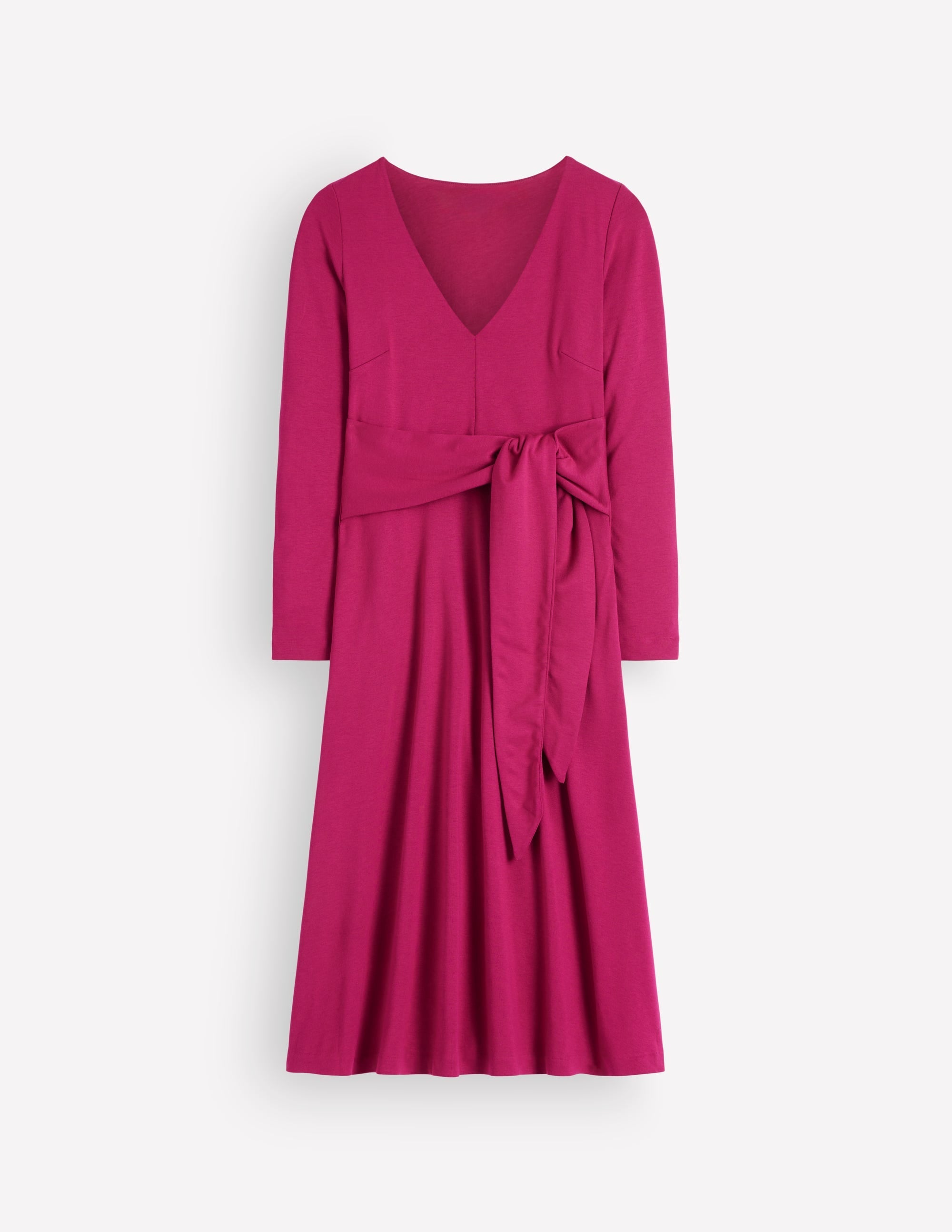 Tie Waist Ponte Dress-Beetroot Red