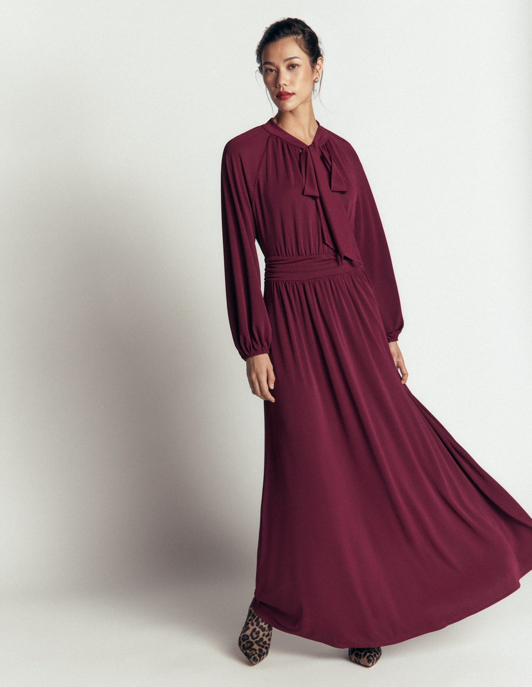 Pussybow Jersey Maxi Dress-Deep Wisteria