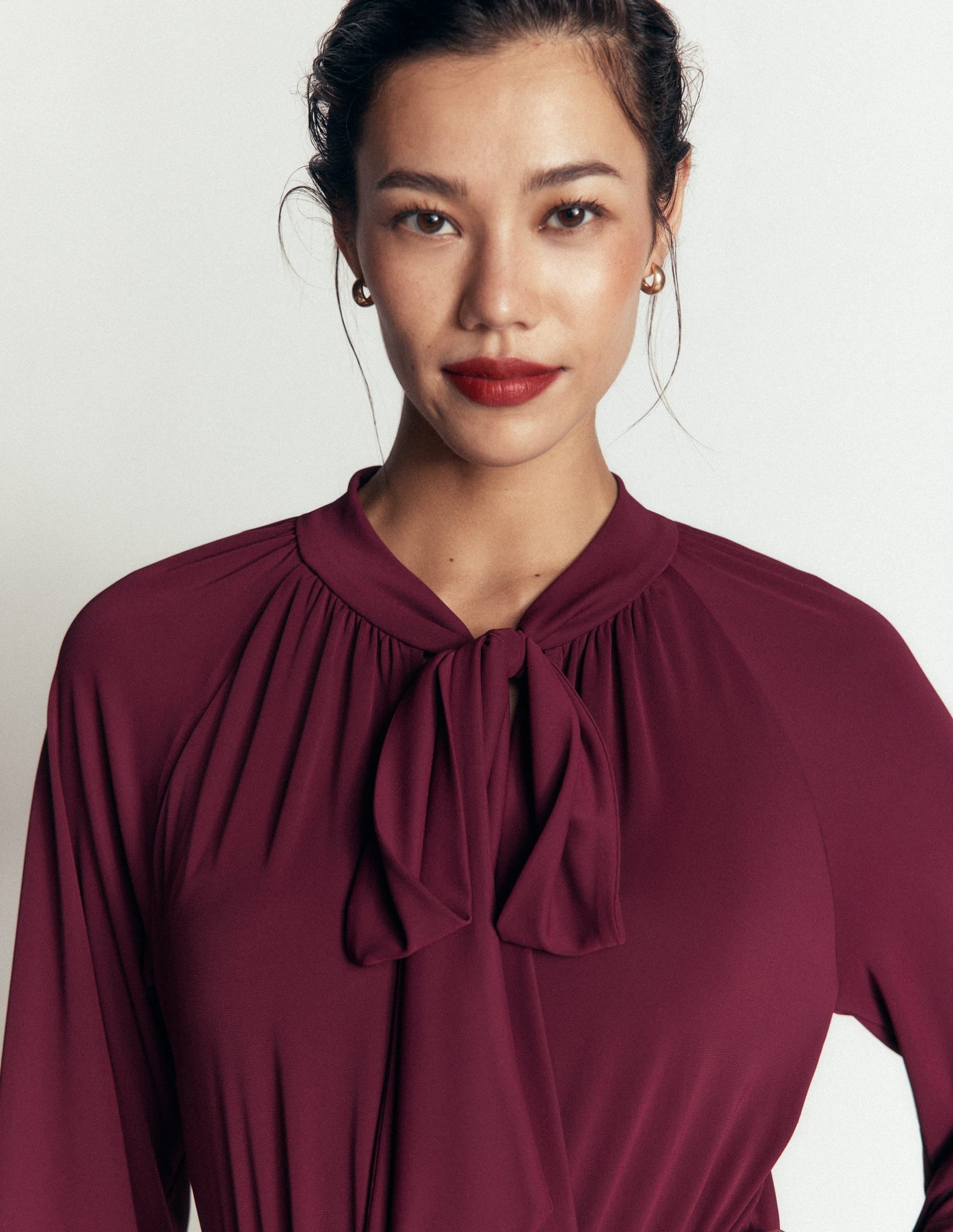 Pussybow Jersey Maxi Dress-Deep Wisteria