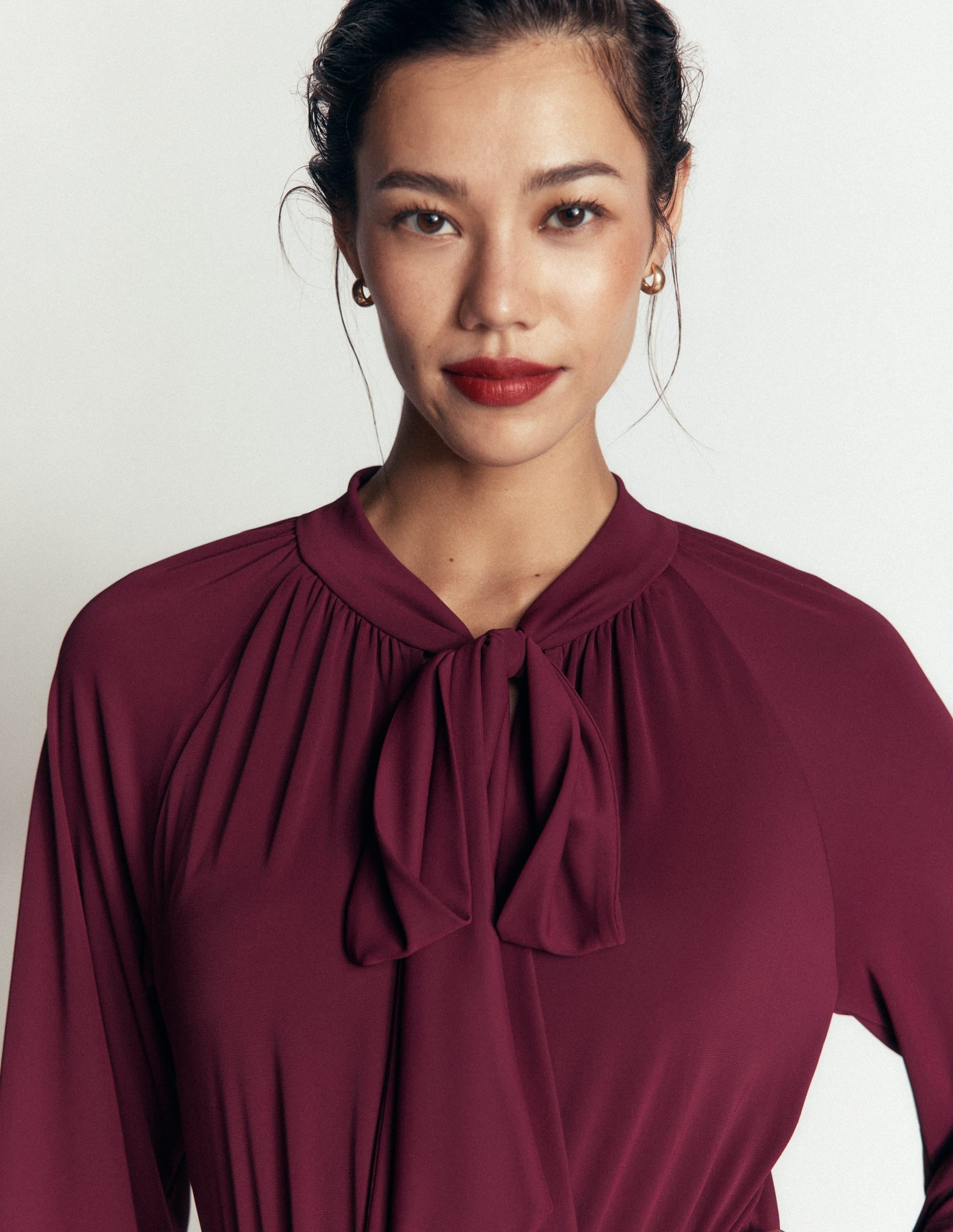 Pussybow Jersey Maxi Dress-Deep Wisteria