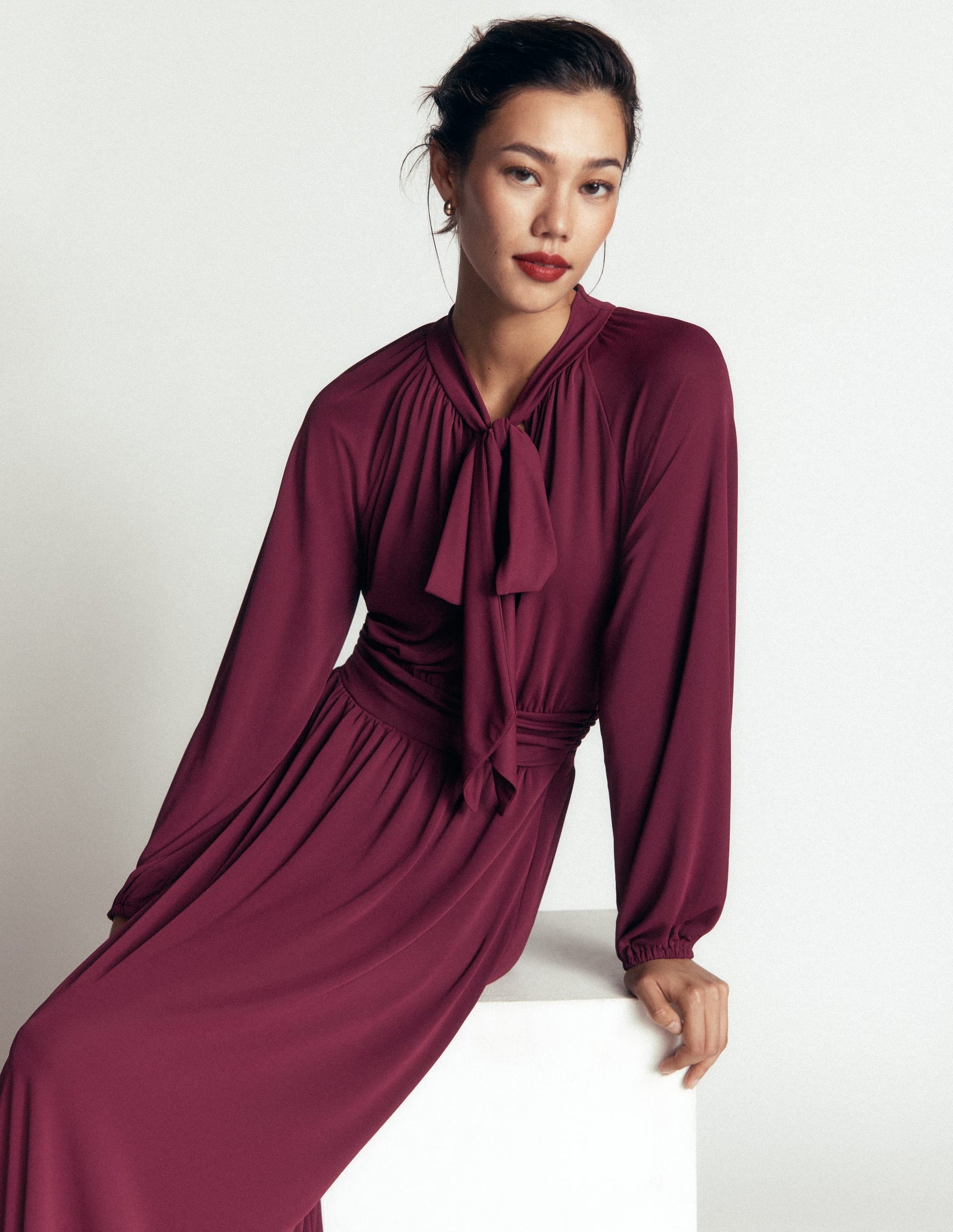 Pussybow Jersey Maxi Dress-Deep Wisteria