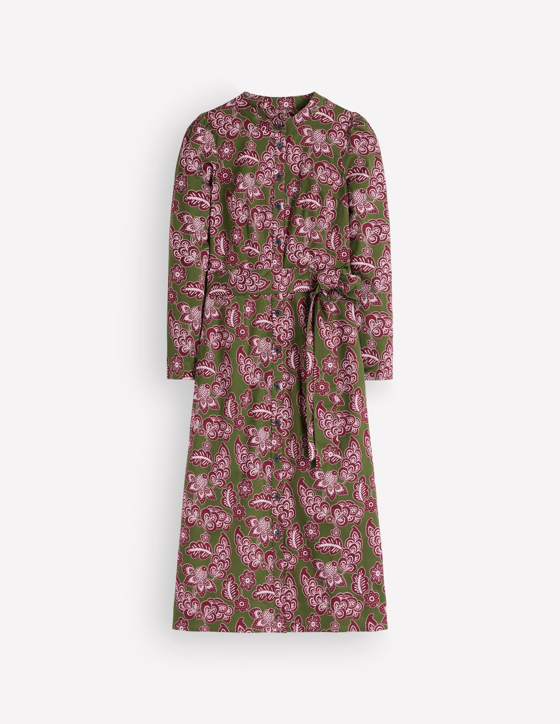Louise Midi Shirt Dress-Forest Green, Tickled Meadows