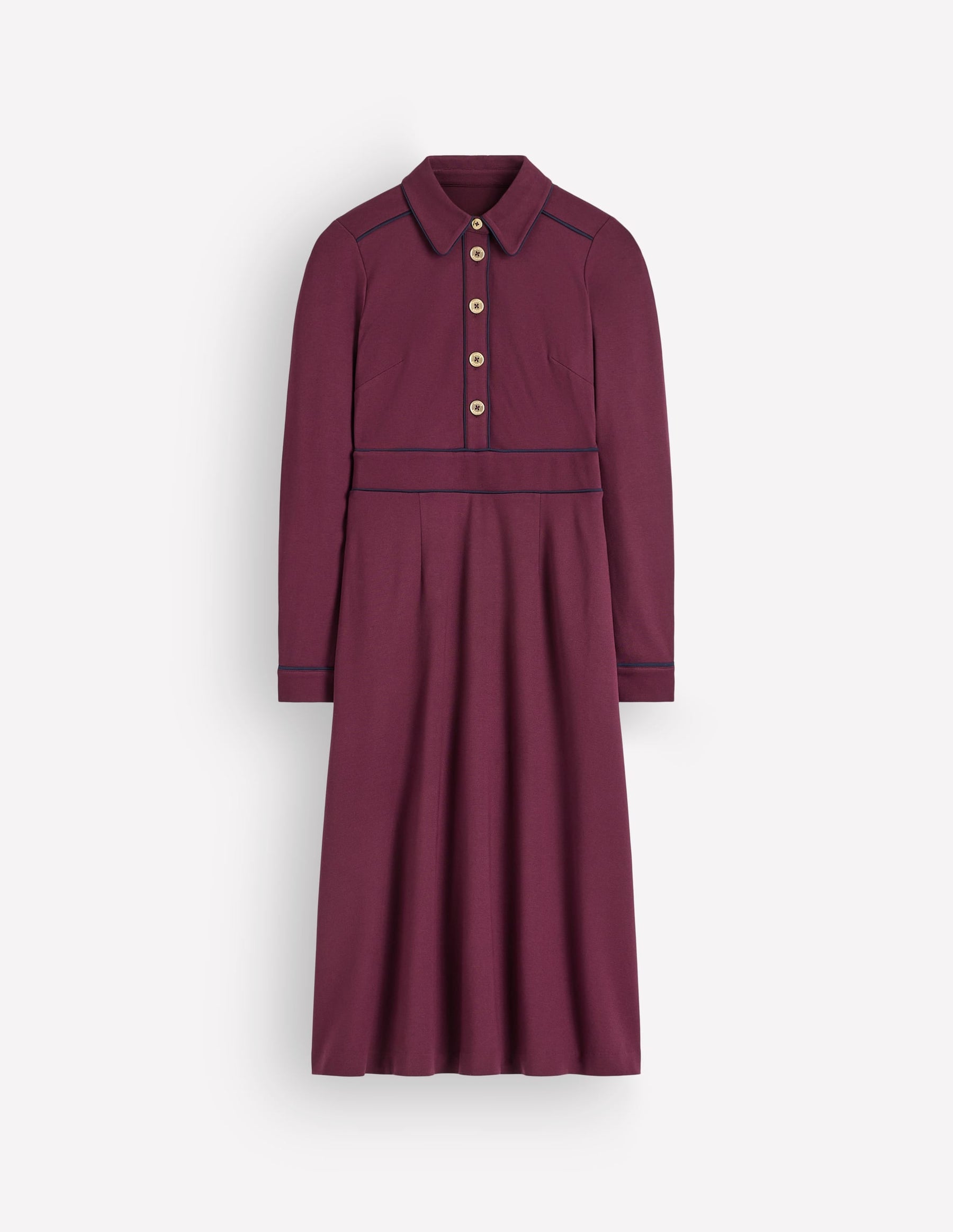 Etta Piping Detail Ponte Dress-Dark Cherry, Navy