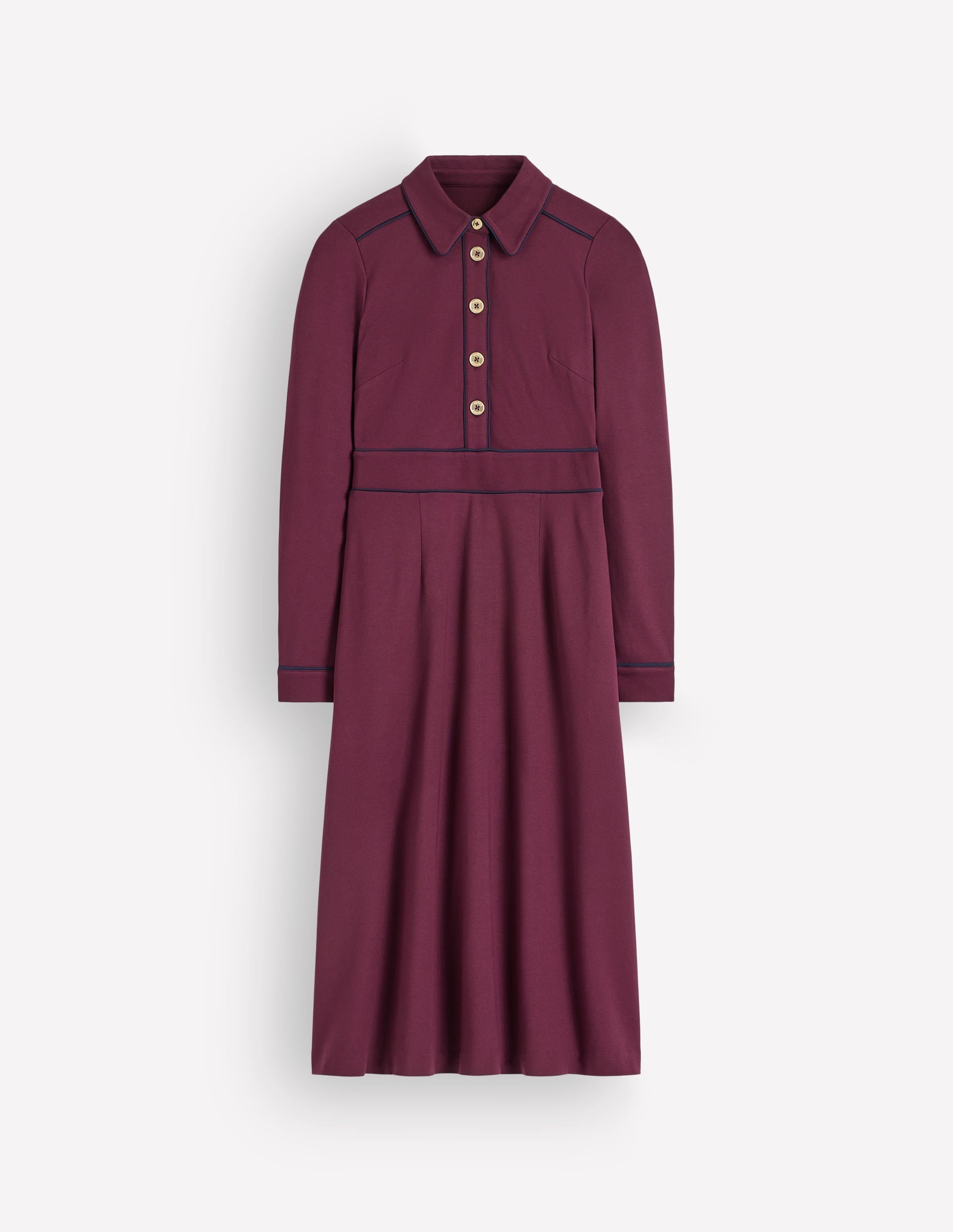 Etta Piping Detail Ponte Dress-Dark Cherry, Navy