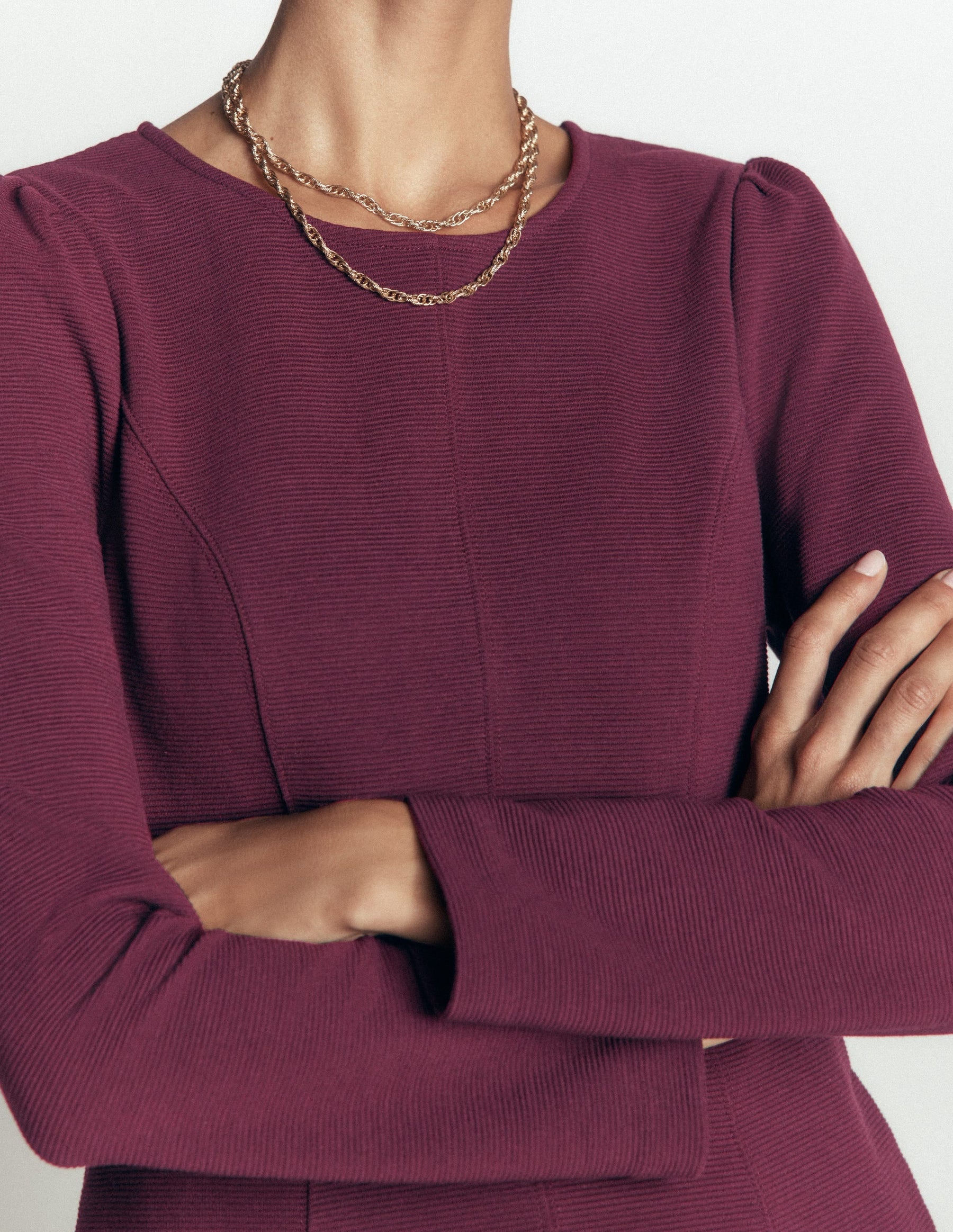 Marla Seamed Ottoman Dress-Dark Cherry