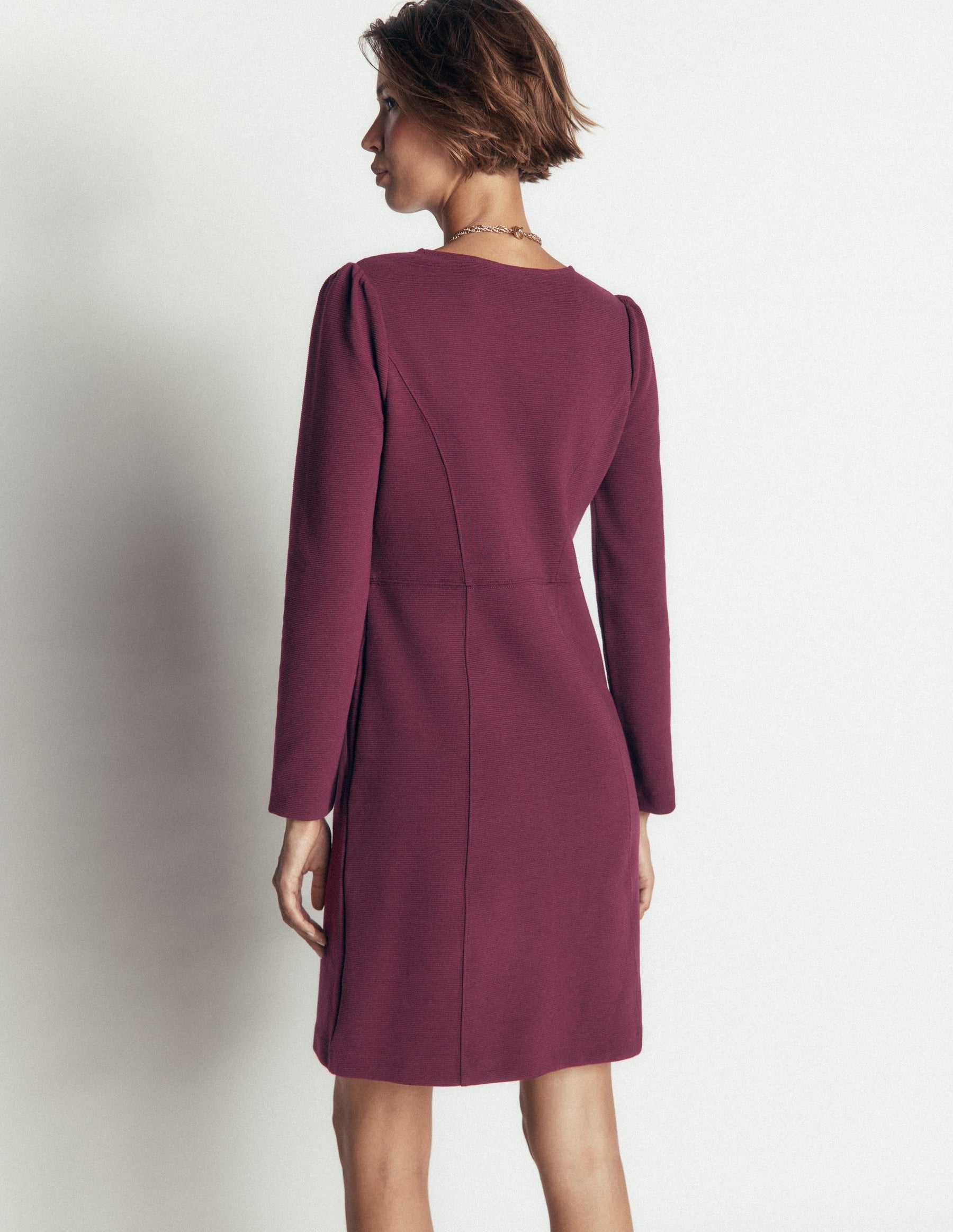 Marla Seamed Ottoman Dress-Dark Cherry