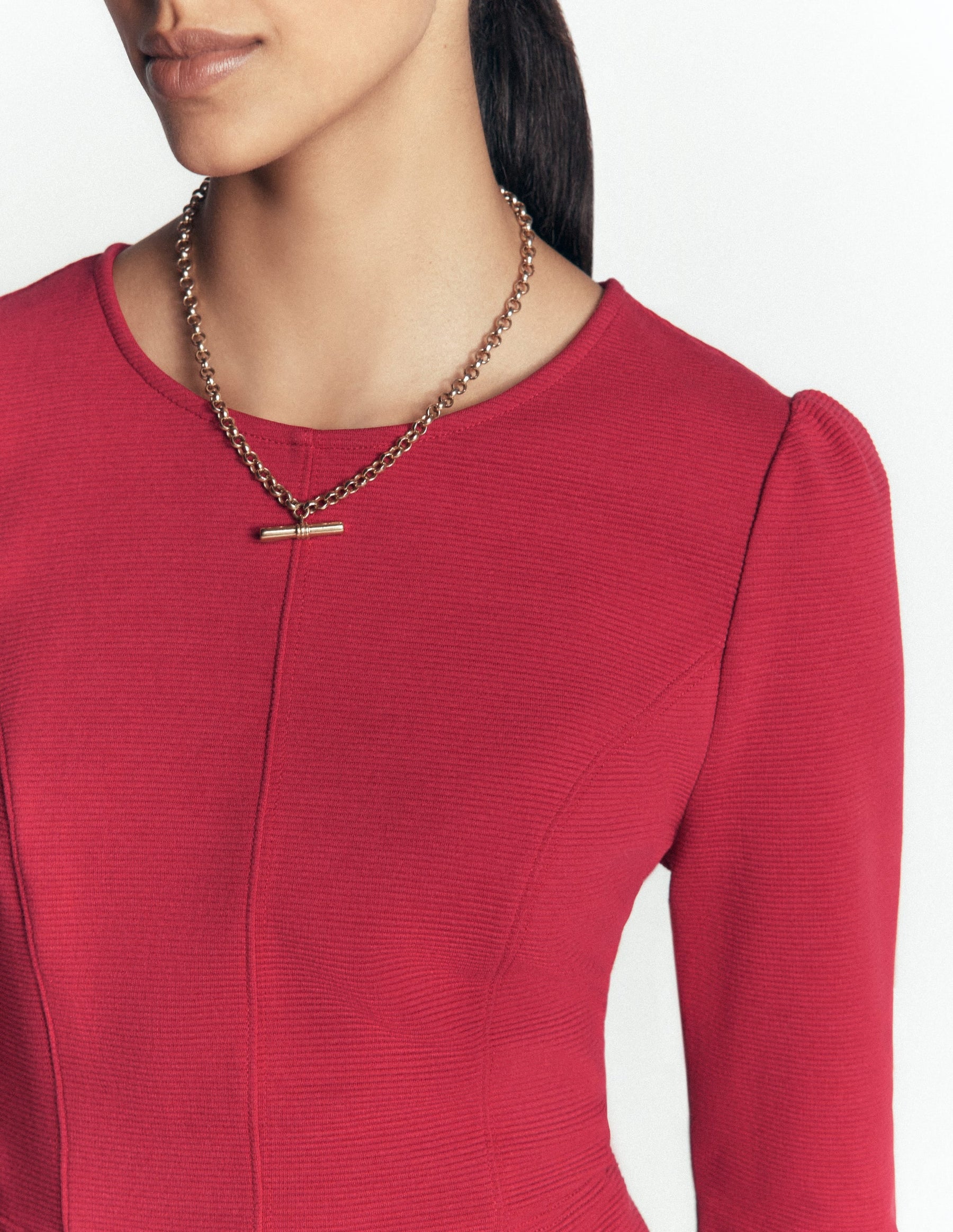 Marla Seamed Ottoman Dress-Red Earth