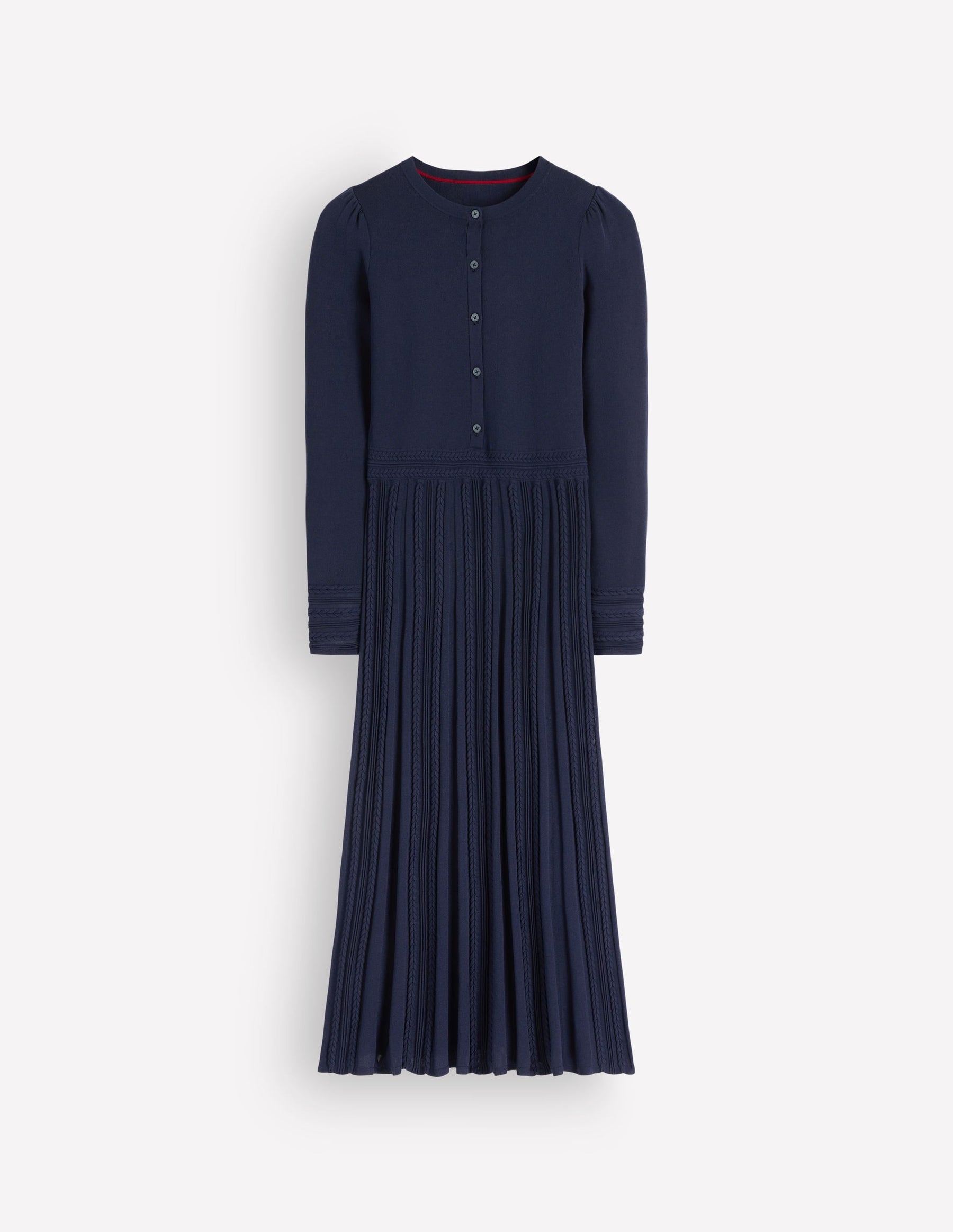 Cable Stitch Knitted Dress-Navy
