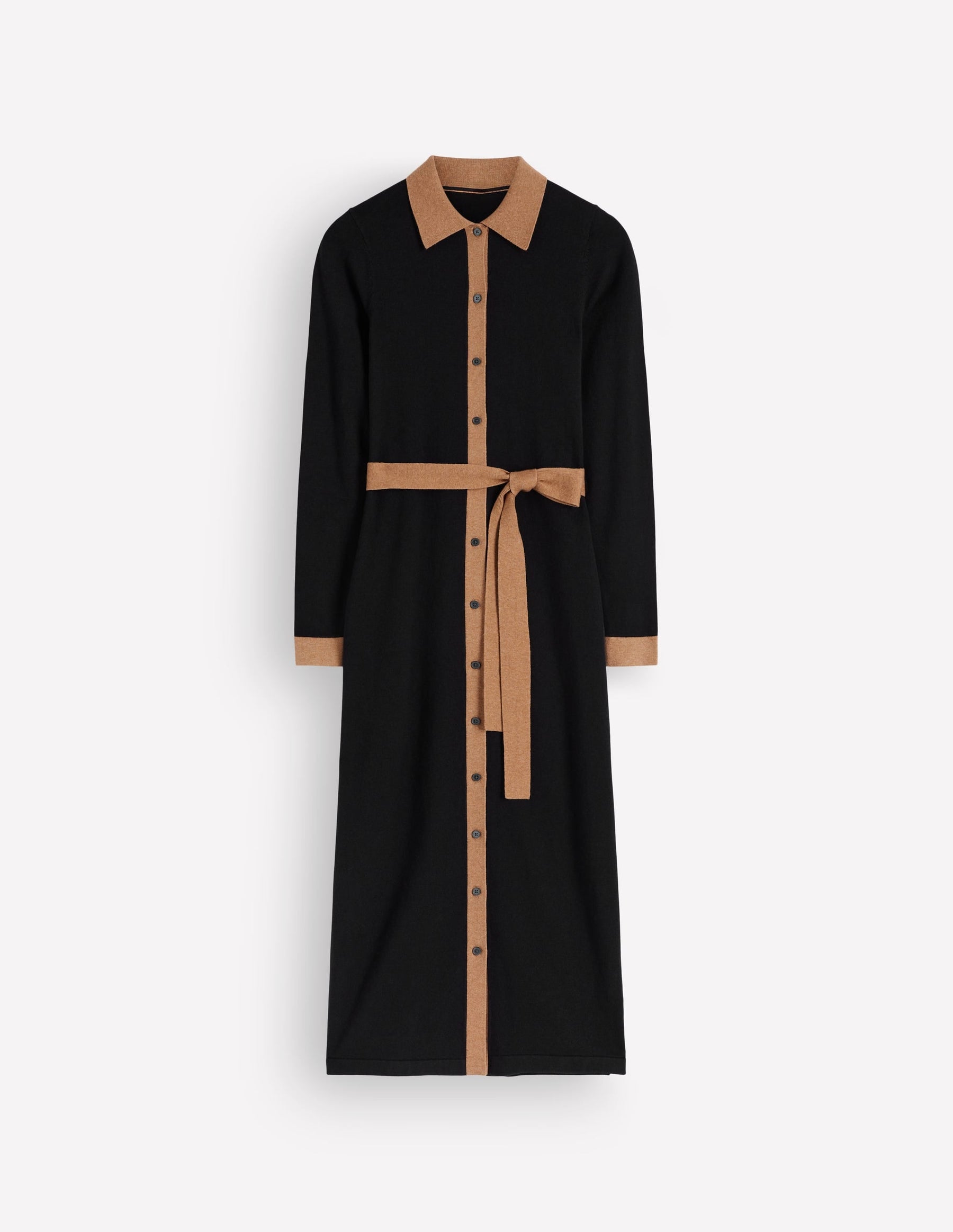 Jessica Knitted Shirt Dress-Black and Fall leaf
