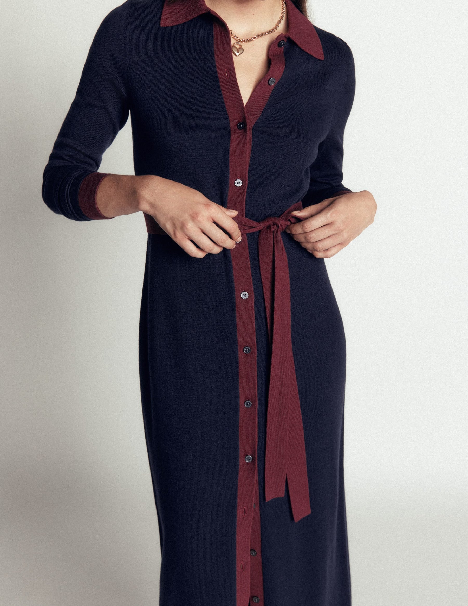 Jessica Knitted Shirt Dress-Evening Blue, Deep Wisteria
