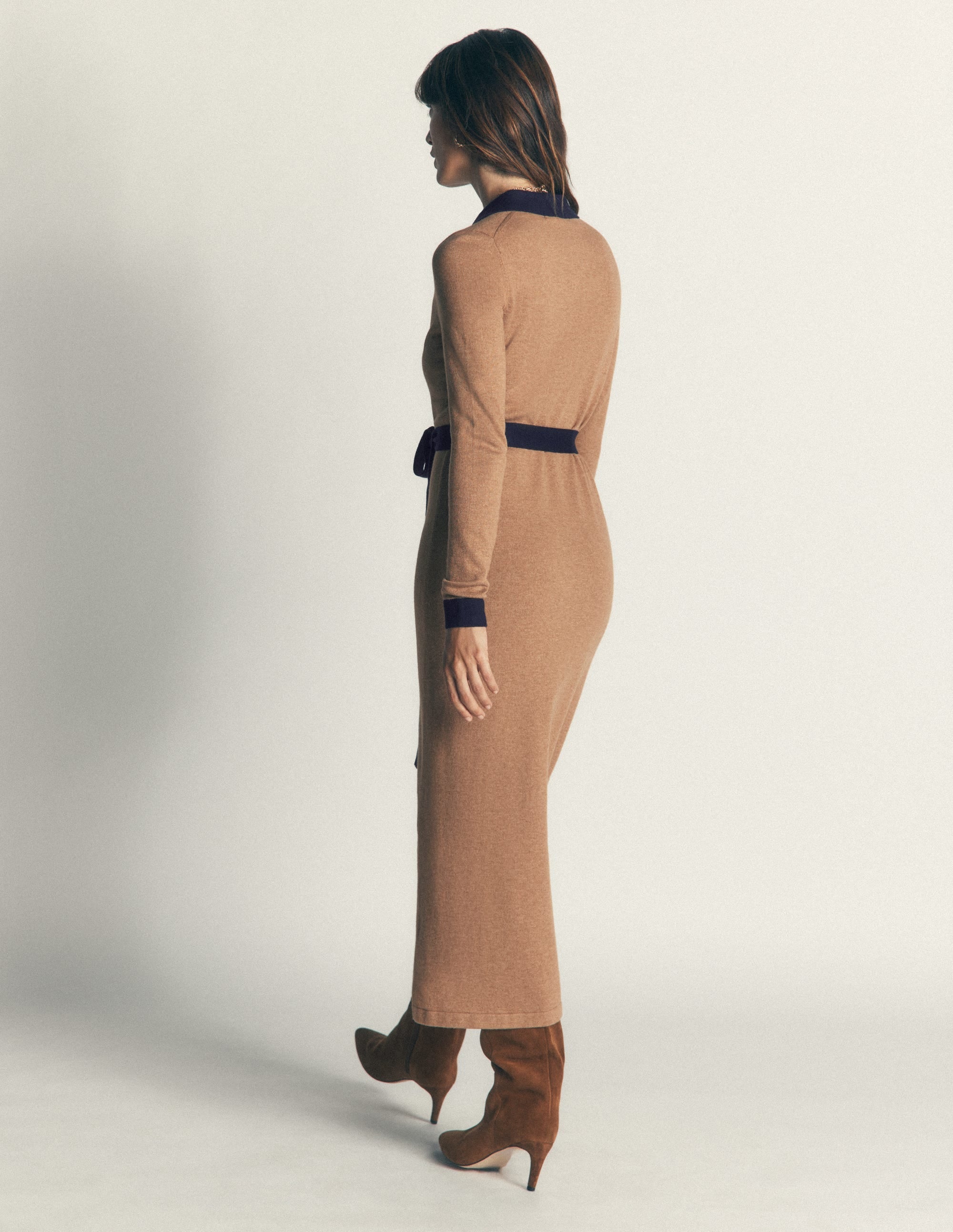Jessica Knitted Shirt Dress-Fall Leaf/ Evening Blue