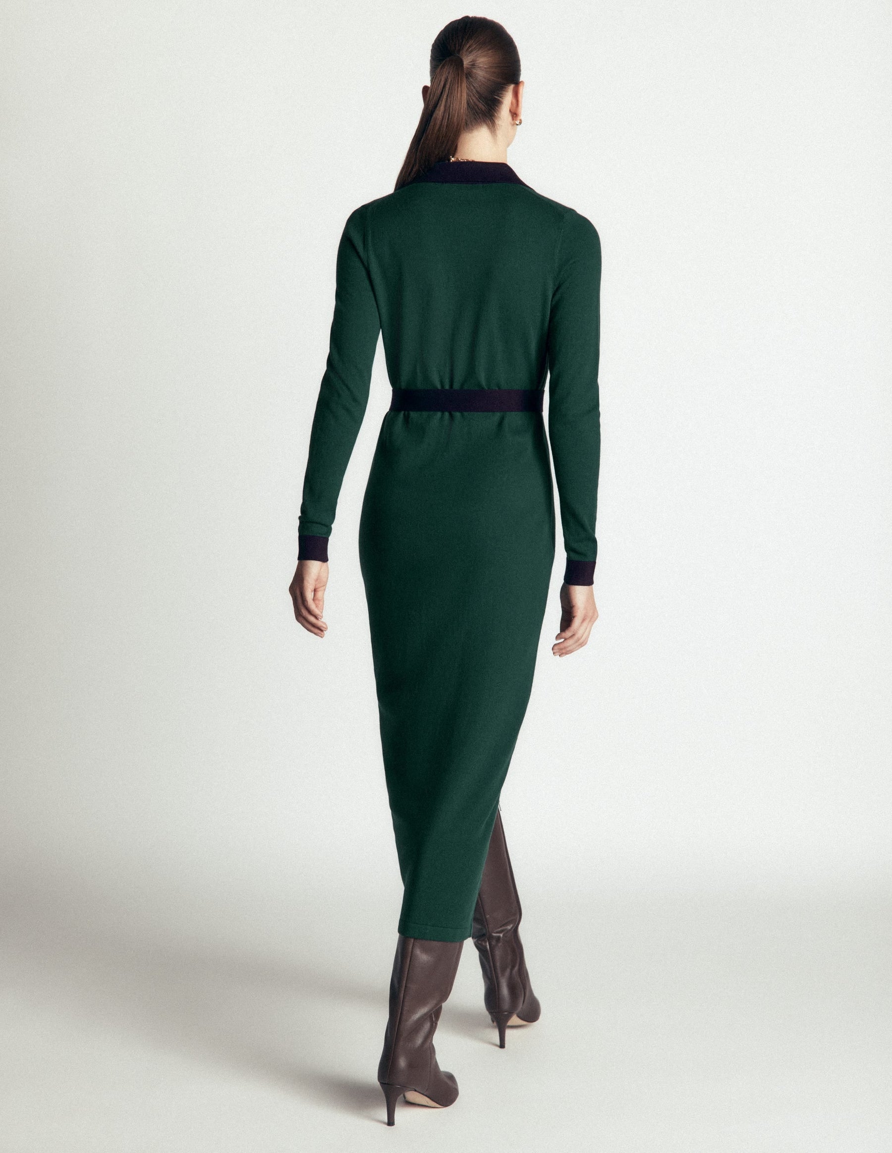 Jessica Knitted Shirt Dress-Malachite Green, Evening Blue