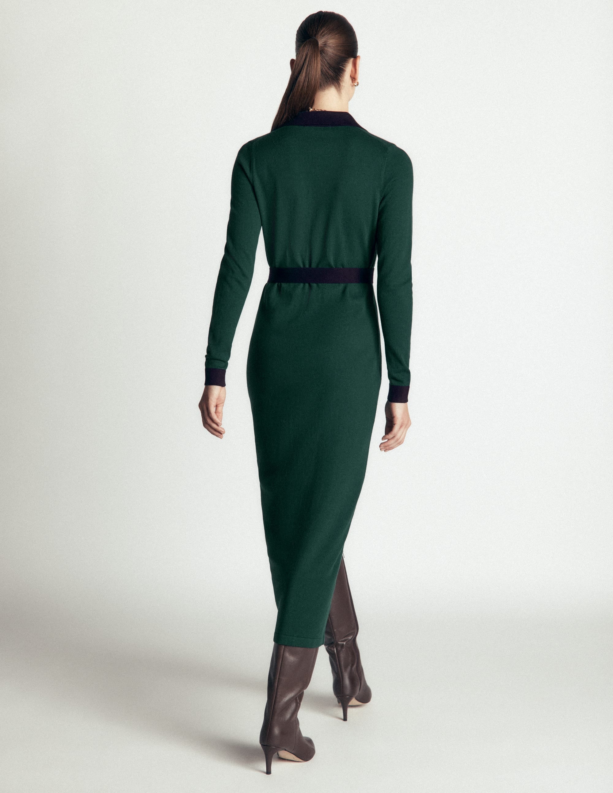 Jessica Knitted Shirt Dress-Malachite Green, Evening Blue