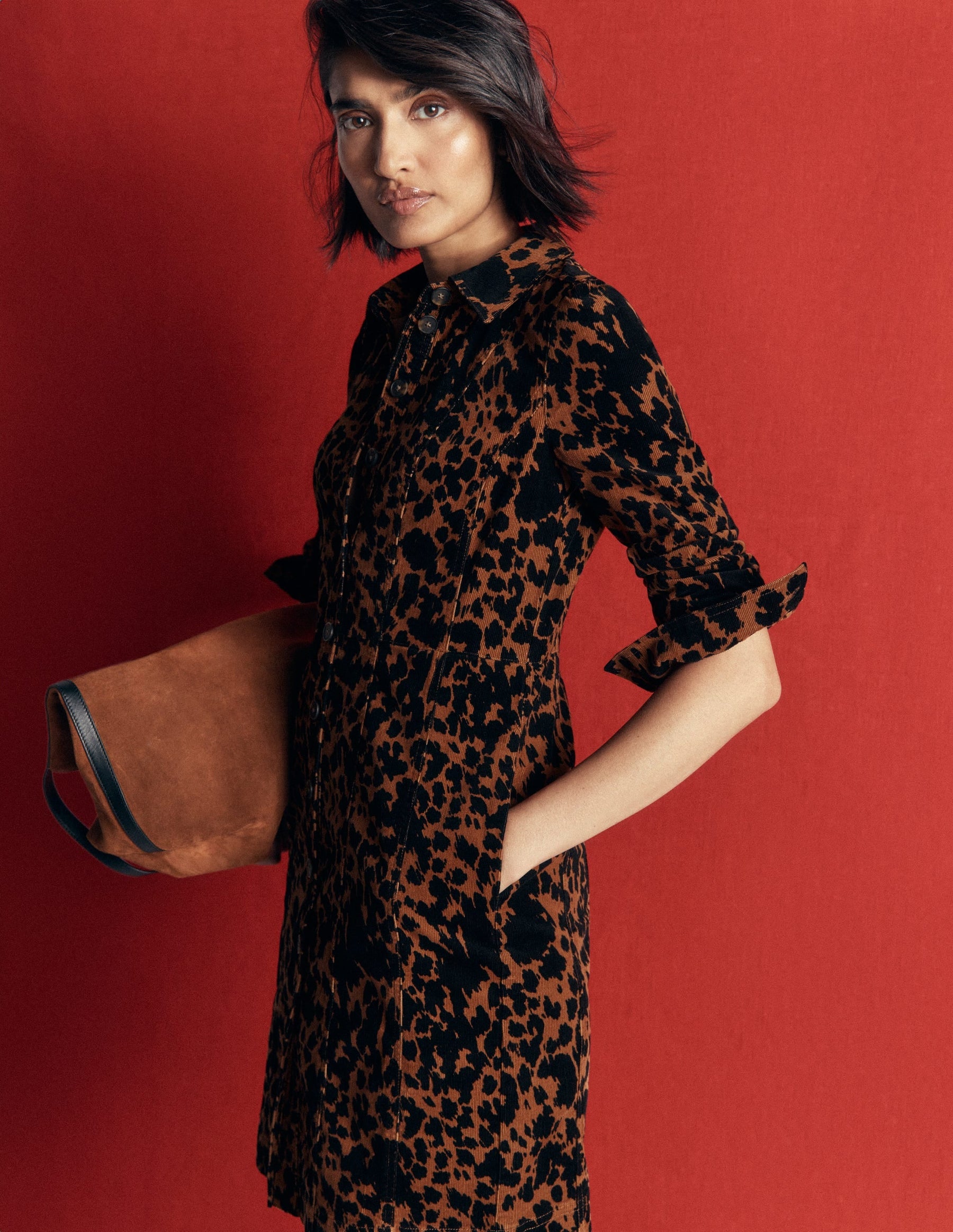 Rhoda Cord Short Dress-Ginger, Cow Fields
