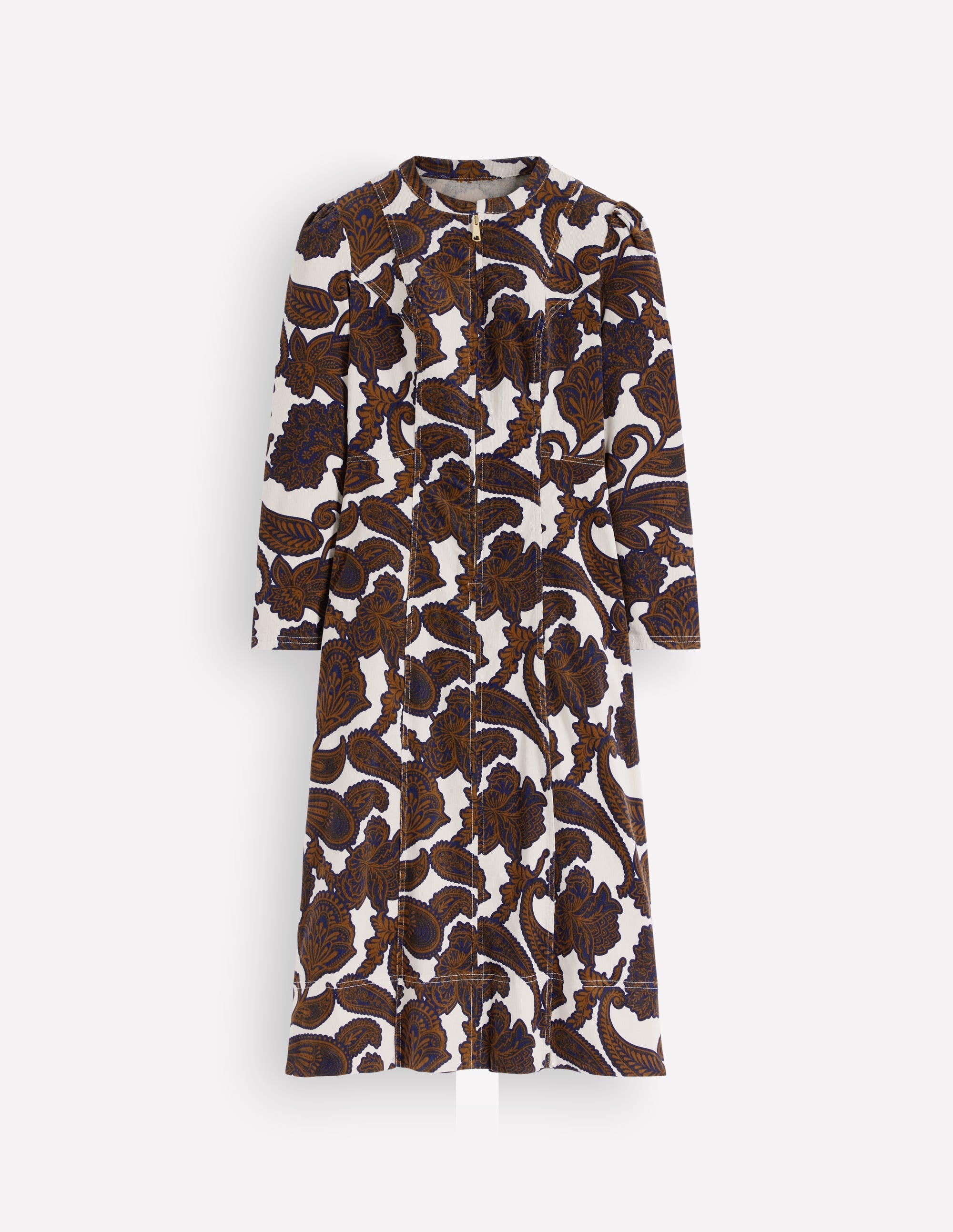 Una Cord Midi Dress-Almond Milk Paisley Bouquet